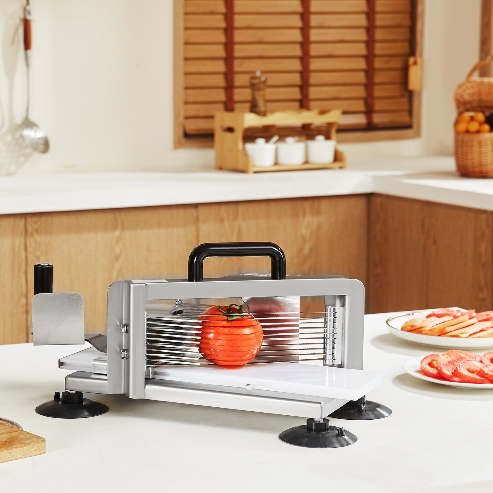 Commercial Tomato Slicer, 1/4 inch Tomato Cutter Slicer, Stainless Steel Heavy Duty Tomato Slicer Machine, Manual Tomato Slicer with Non-slip Feet, for Cutting Tomatoes, Cucumbers, Bananas - Image 8