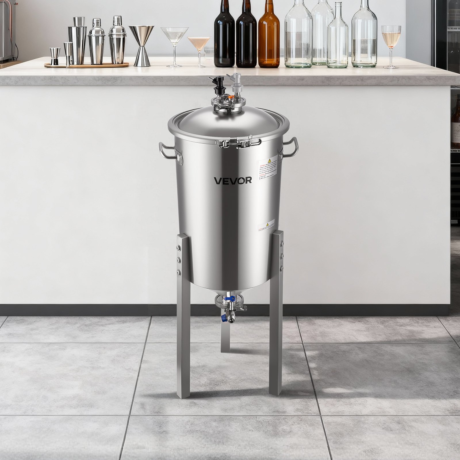 Stainless Steel Conical Fermenter, 8 Gal/30L Home Brewing Fermenation Tank, Brew Bucket Fermentor with Conical Bottom, 3 Adjustable Legs, Lid, Handle & Thermometer, for Wine, Beer Fermentation - Image 8