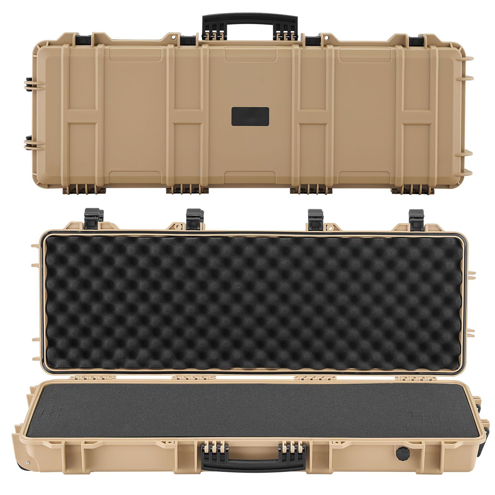 Hard Rifle Case, Lockable Rifle Case with Pre-cut Foams, 1016 mm Gun Storage with Wheels, IP67 Waterproof & Dustproof Movable Large Pistol Storage for Rifles, Shotguns, Airsoft Guns, Khaki - Image 1