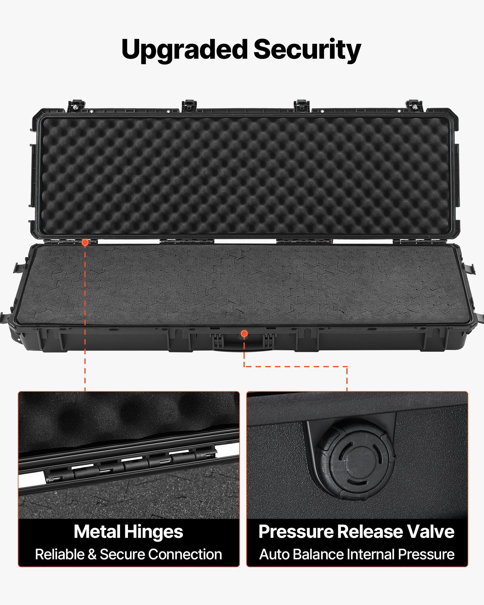 Hard Rifle Case, Lockable Rifle Case with Detachable XPE Foam, 1270 mm Gun Storage with Wheels, IP67 Waterproof & Dustproof Pistol Storage Cases for Rifles, Shotguns, Airsoft Guns, Black - Image 6