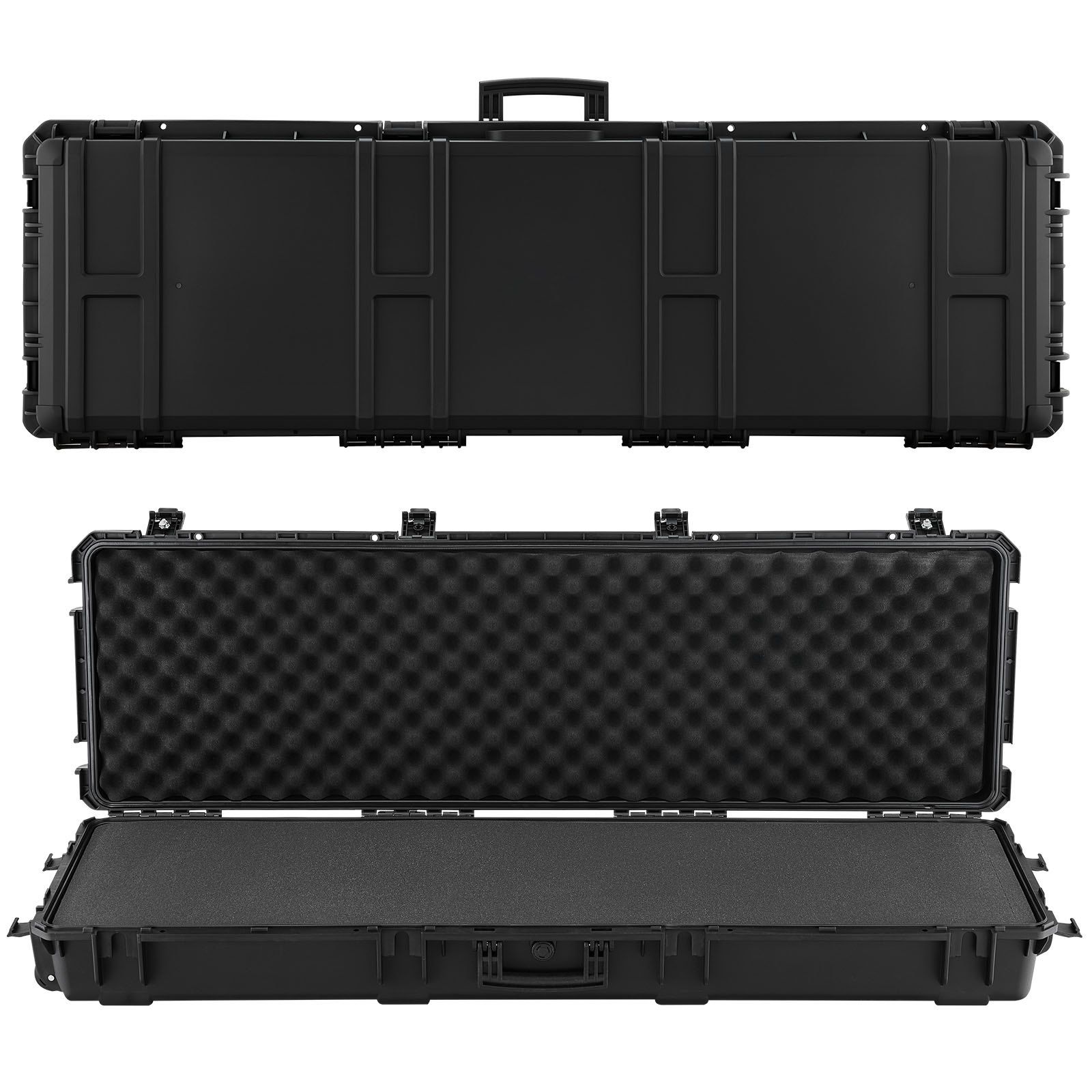 Hard Rifle Case, Lockable Rifle Case with Pre-cut Foams, 1320 mm Gun Storage with Wheels, Heavy Duty IP67 Waterproof & Dustproof Pistol Storage Cases for Rifles, Shotguns, Airsoft Guns, Black - Image 1