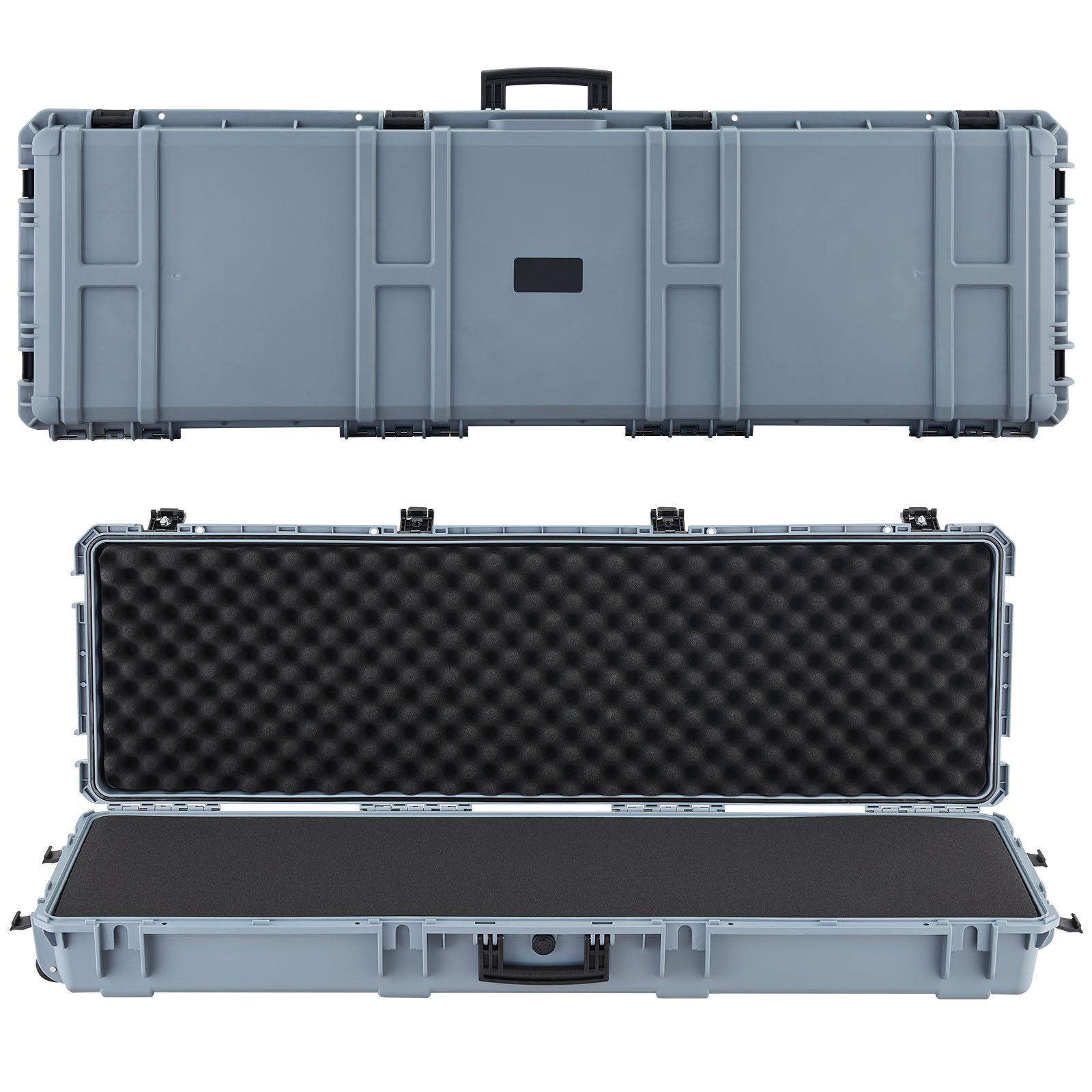 Hard Rifle Case, Lockable Rifle Case with Pre-cut Foams, 1320 mm Gun Storage with Wheels, Heavy Duty IP67 Waterproof & Dustproof Pistol Storage Cases for Rifles, Shotguns, Airsoft Guns, Grey - Image 1