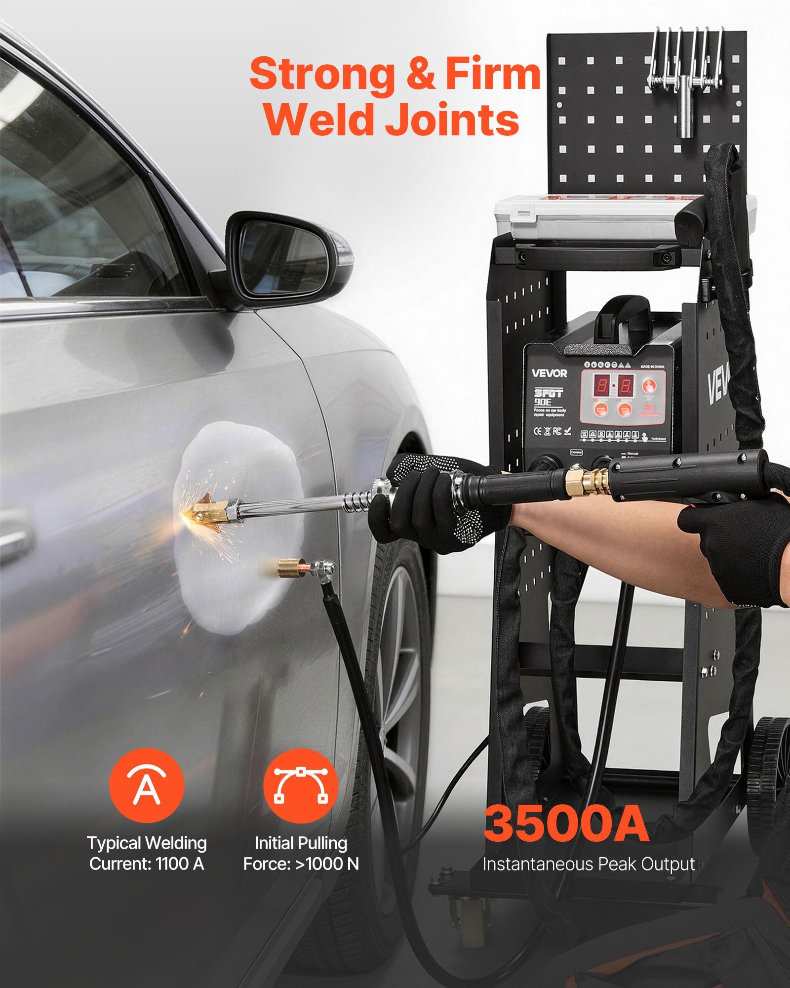 Stud Welder Dent Repair Kit & Welding Cart, 3KW Spot Welder with 2 Welding Guns and 7 Modes, Auto Body Spot Welding Dent Repair Machine for Steel Panel Repair - Image 2