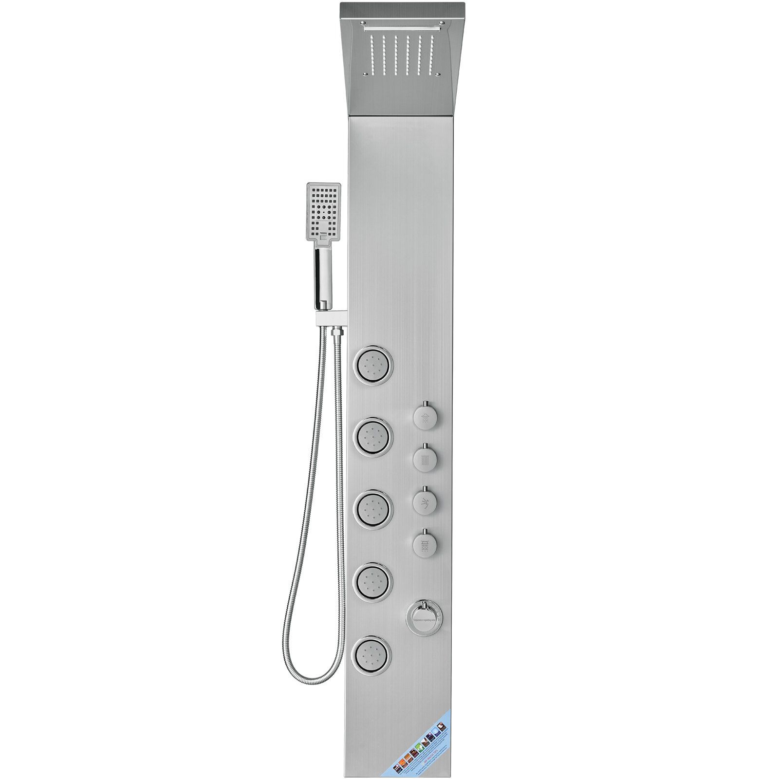 Shower Panel System, 4 Shower Modes Shower Panel Tower, Rainfall, Waterfall, 5 Full Body Massage Jets and 3-Setting Handheld Shower Head with 59