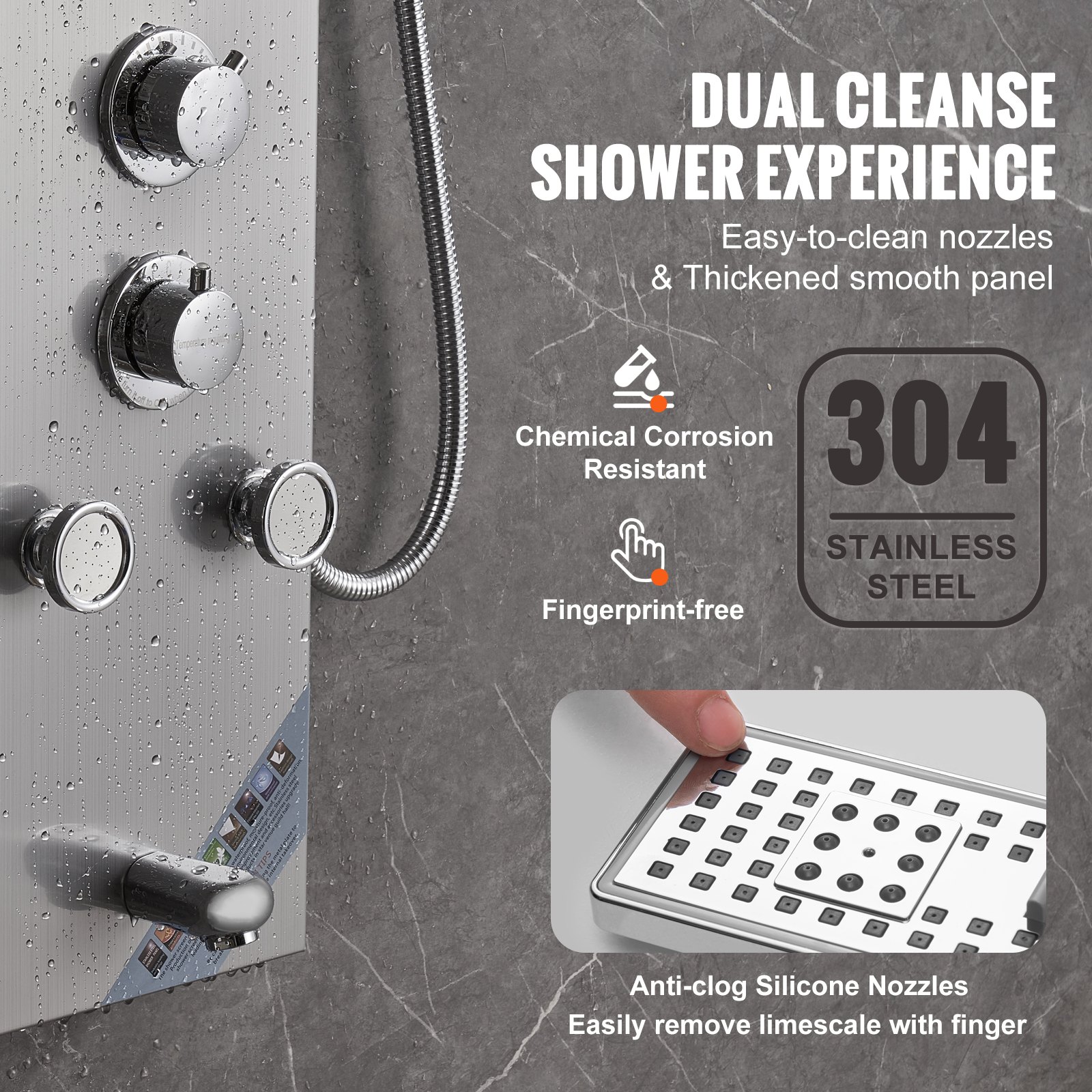 Shower Panel System, 6 Shower Modes, LED & Screen Hydroelectricity Shower Panel Tower, Rainfall, Waterfall, 5 Massage Jets, Tub Spout, Handheld Shower, Stainless Steel Wall-Mounted Shower Set - Image 6
