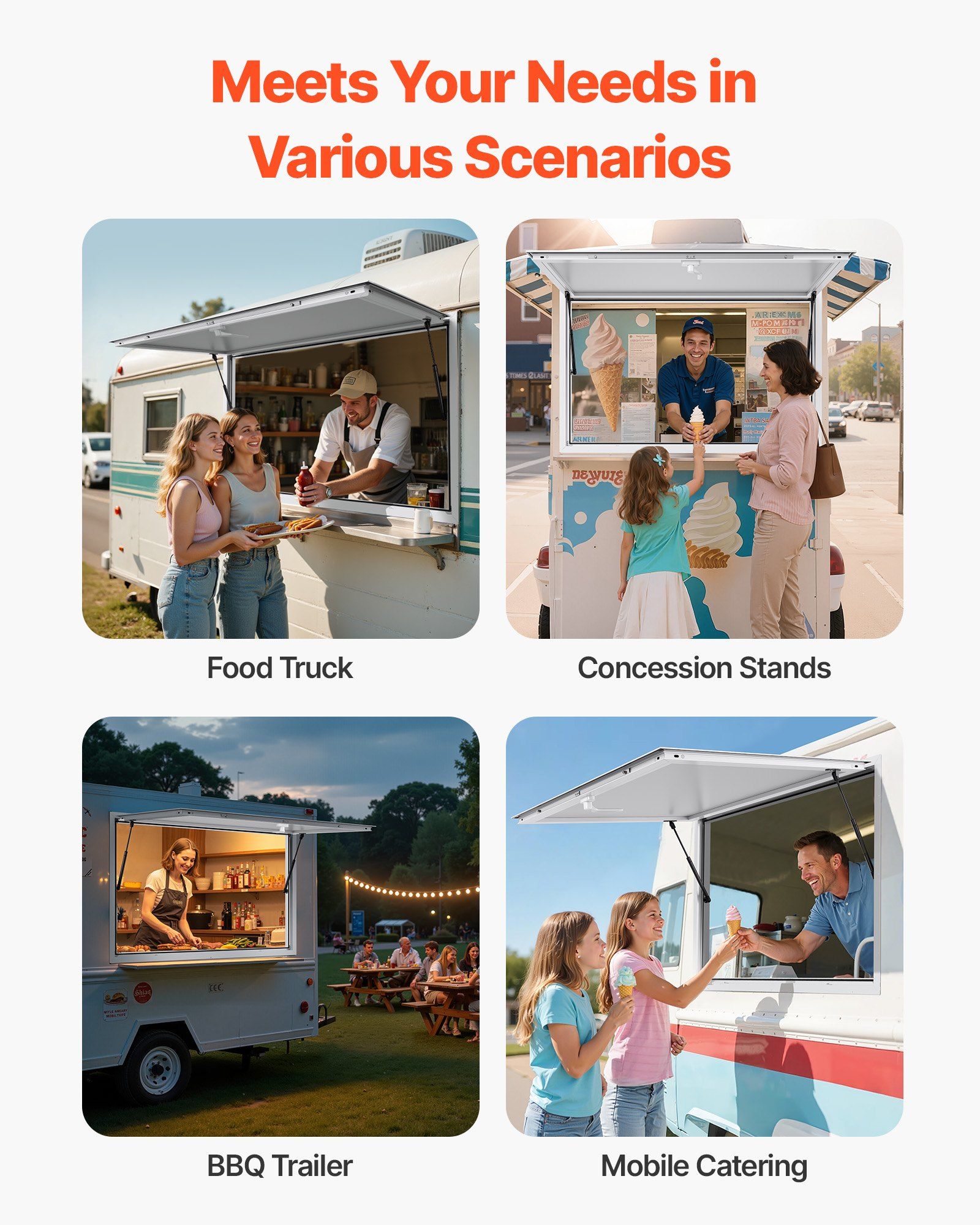 Concession Window 188x102cm, Aluminum Alloy Frame Service Window for Food Truck, Up to 85 Degrees Stand Serving Window with Awning Door and Drag Hook, Rainwater Resistant for Concession Trailer - Image 6