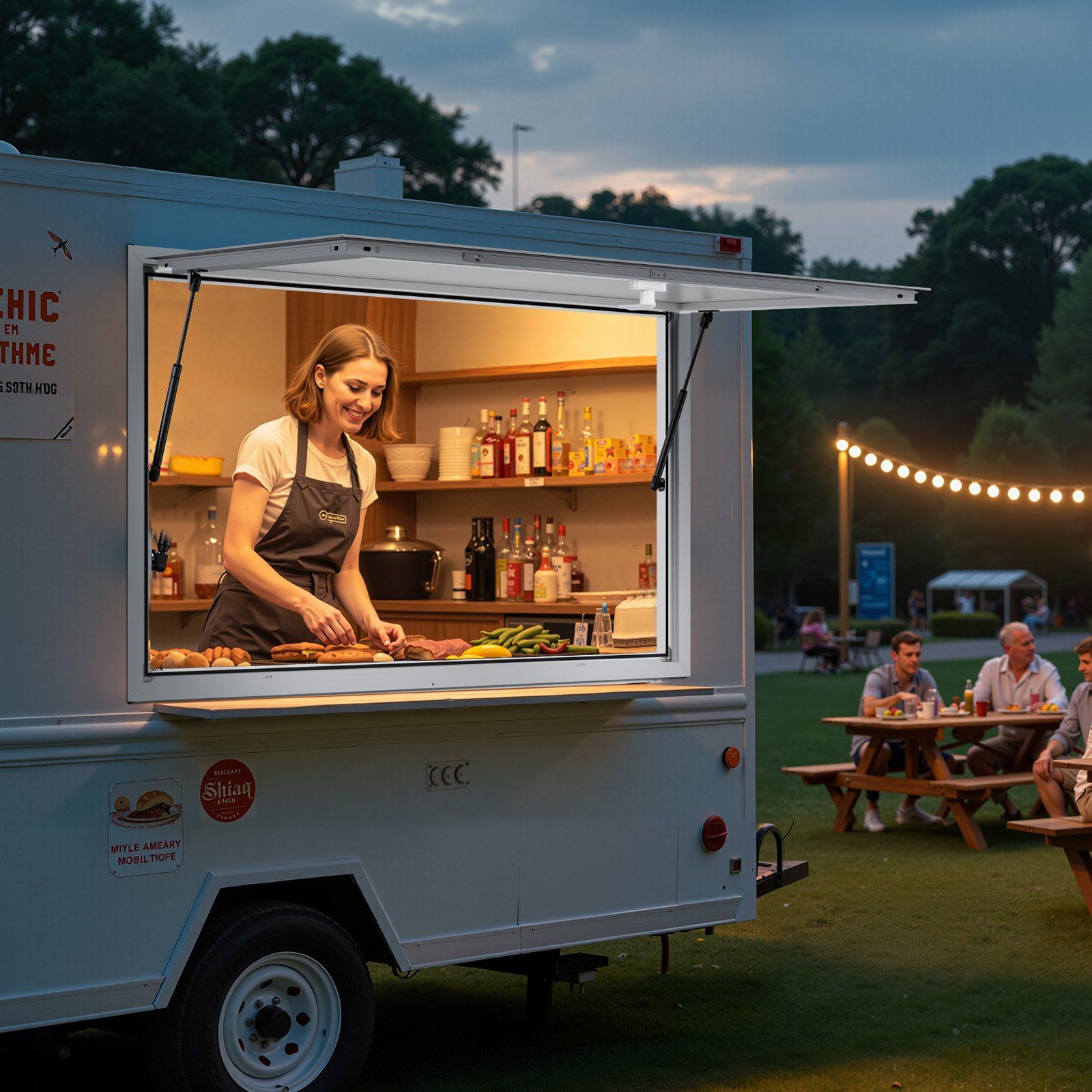 Concession Window 188x102cm, Aluminum Alloy Frame Service Window for Food Truck, Up to 85 Degrees Stand Serving Window with Awning Door and Drag Hook, Rainwater Resistant for Concession Trailer - Image 8