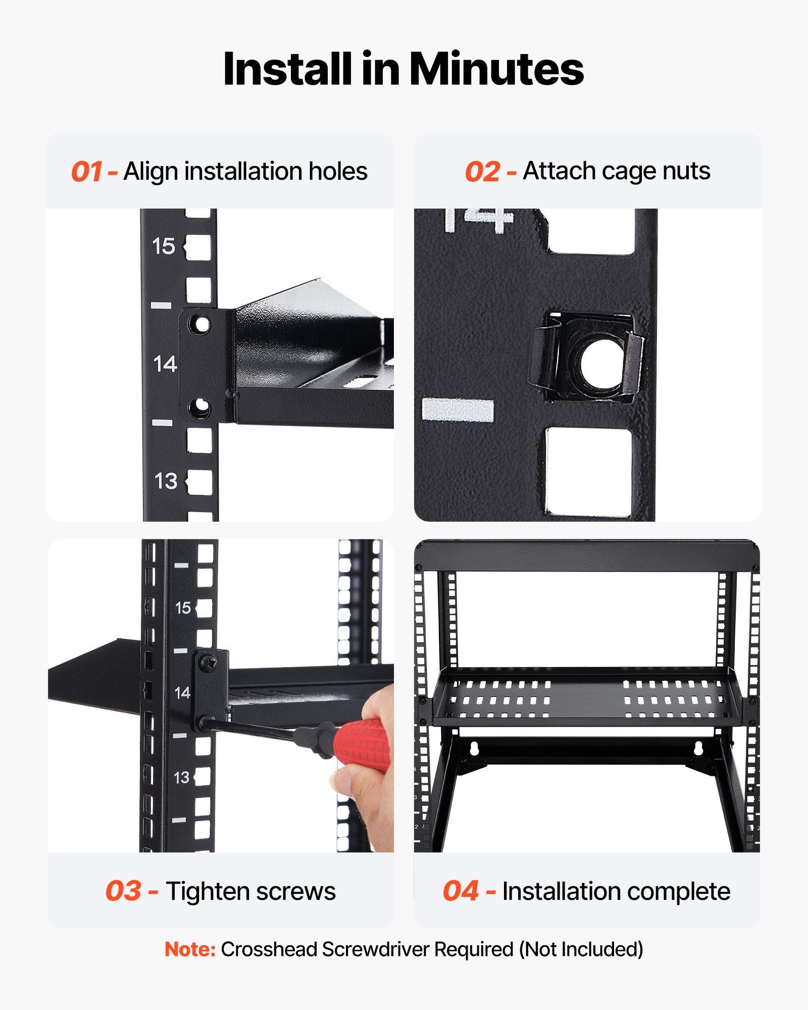1U Server Rack Shelf, 4 PCS, 22.68 kg Max Load-Bearing Vented Cantilever, Wall Mount or Rack Mount Shelf with Tray, 254 mm Depth, Good Air Circulation for Cabinet Computer Network Equipment - Image 6
