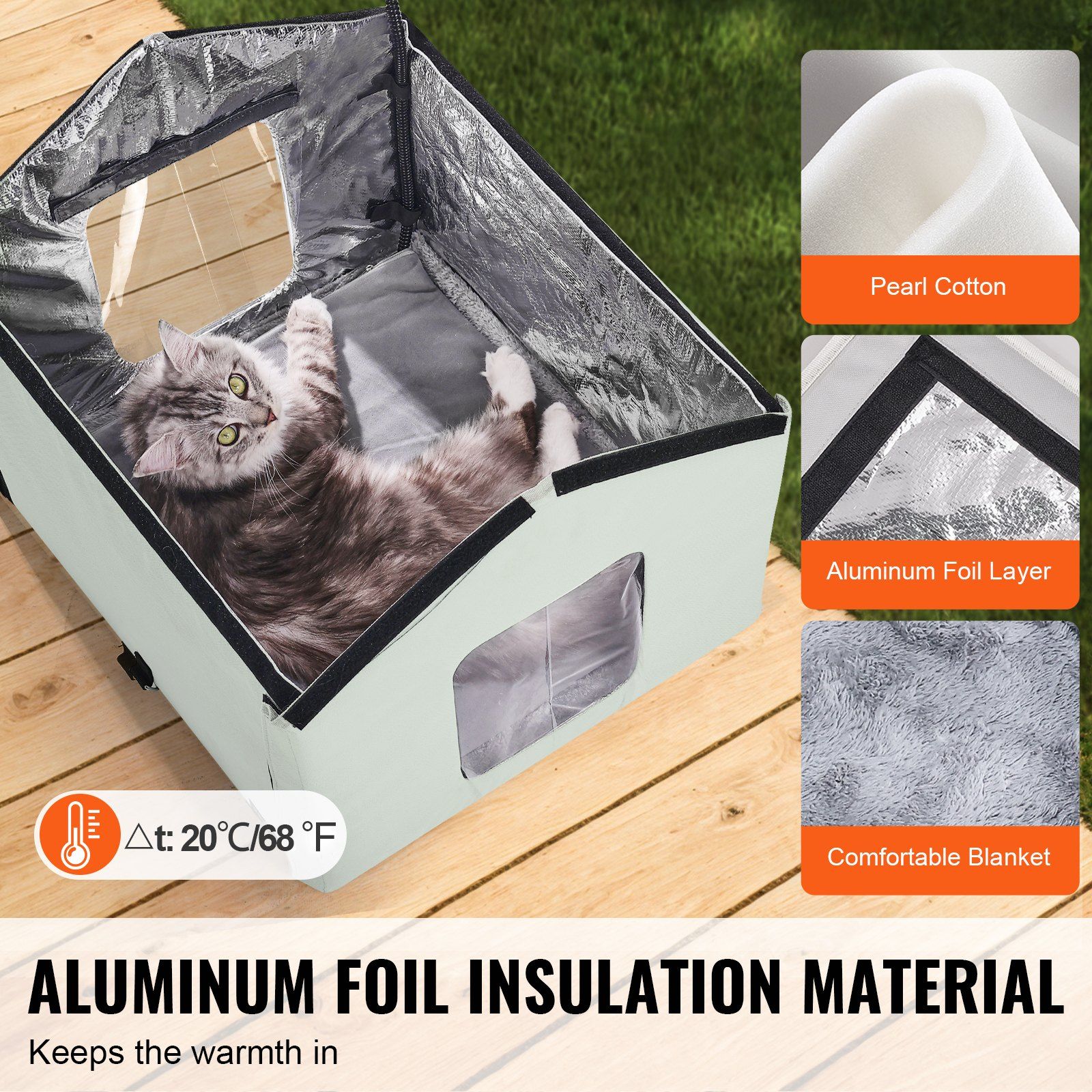 Heated Cat House, Outdoor Kitty Shelter with Adjustable Temperature and Timer, 600D Oxford Cloth Foldable Cat Shelter with Heated Pad  for Winter to Stay Warm and Cozy, Green (Middle) - Image 3