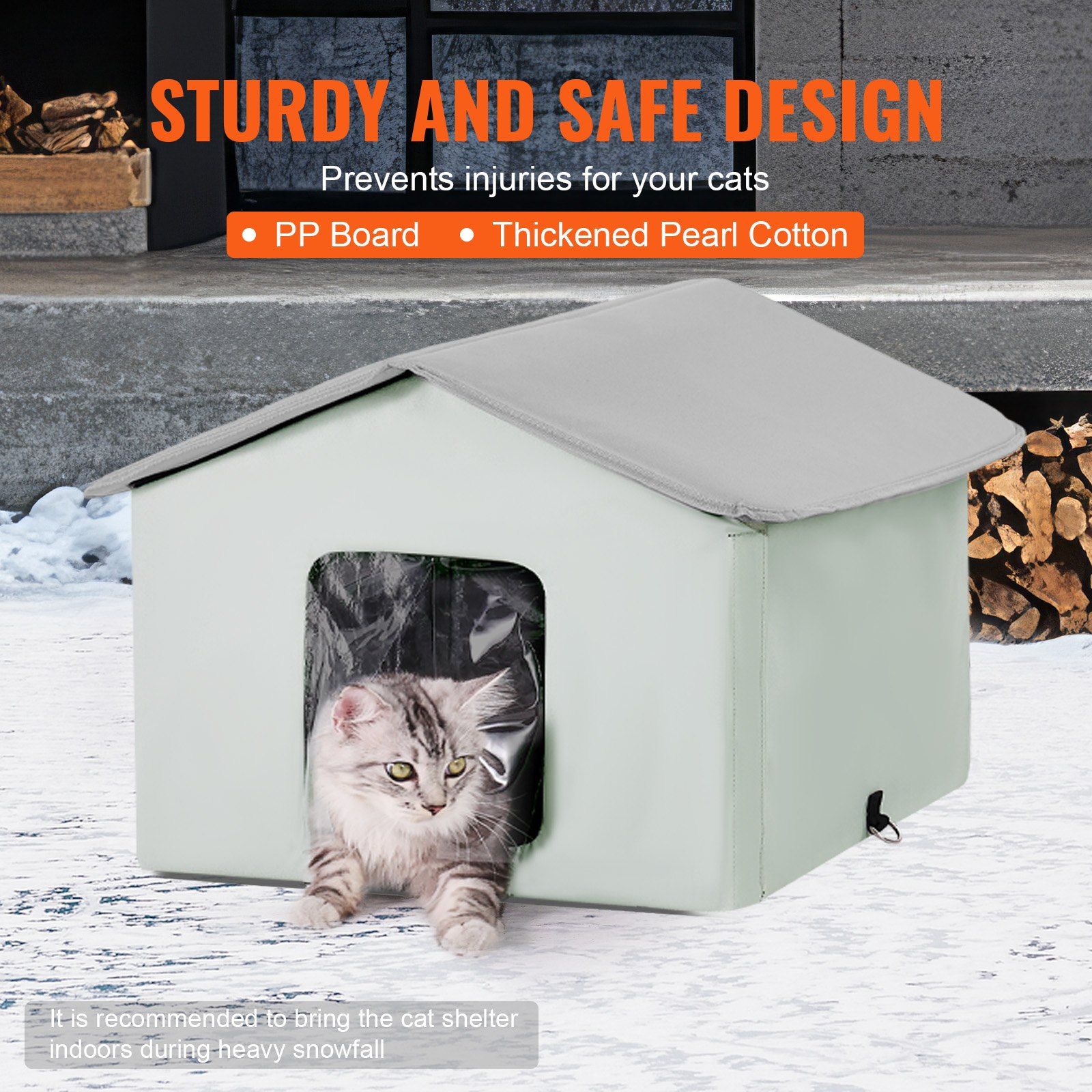 Heated Cat House, Outdoor Kitty Shelter with Adjustable Temperature and Timer, 600D Oxford Cloth Foldable Cat Shelter with Heated Pad  for Winter to Stay Warm and Cozy, Green (Middle) - Image 5