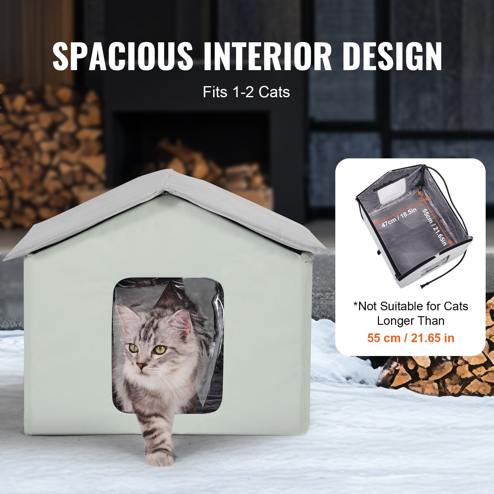 Heated Cat House, Outdoor Kitty Shelter with Adjustable Temperature and Timer, 600D Oxford Cloth Foldable Cat Shelter with Heated Pad  for Winter to Stay Warm and Cozy, Green (Middle) - Image 6