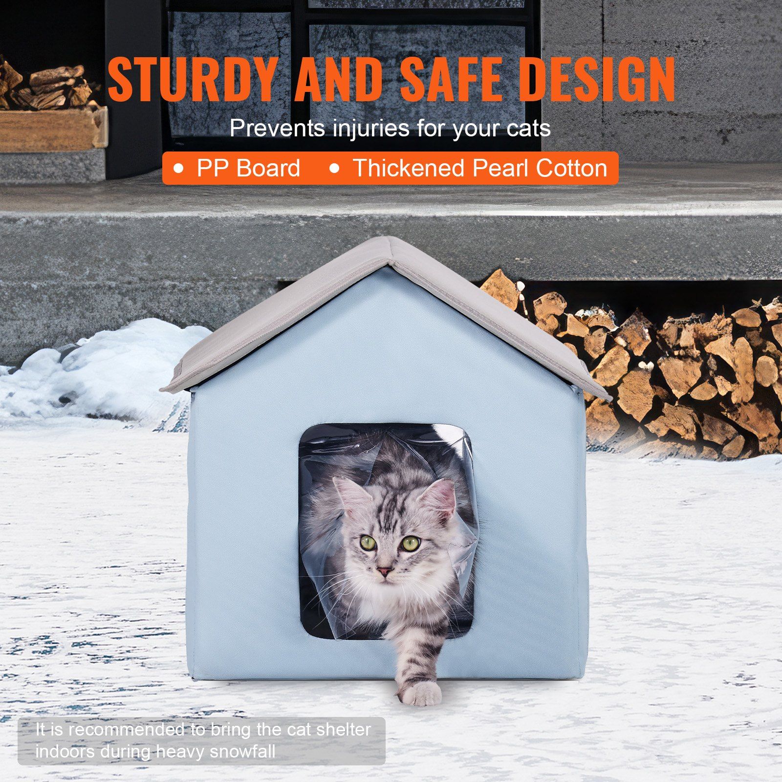 Heated Cat House, Outdoor Kitty Shelter with Timer, 600D Oxford Cloth Foldable Cat Shelter with Heated Pad  for Winter to Stay Warm and Cozy, Blue (Small) - Image 5