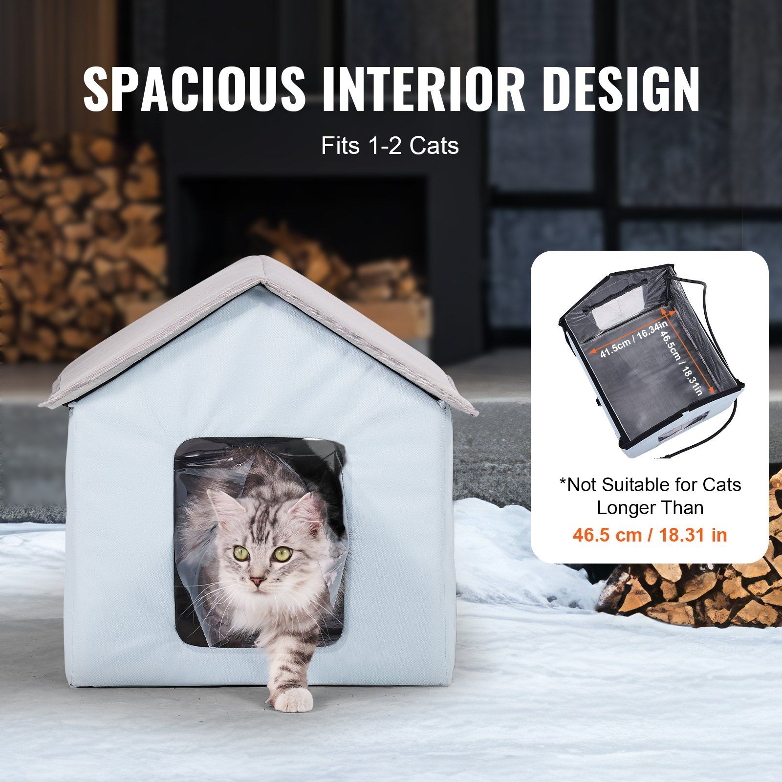 Heated Cat House, Outdoor Kitty Shelter with Timer, 600D Oxford Cloth Foldable Cat Shelter with Heated Pad  for Winter to Stay Warm and Cozy, Blue (Small) - Image 6