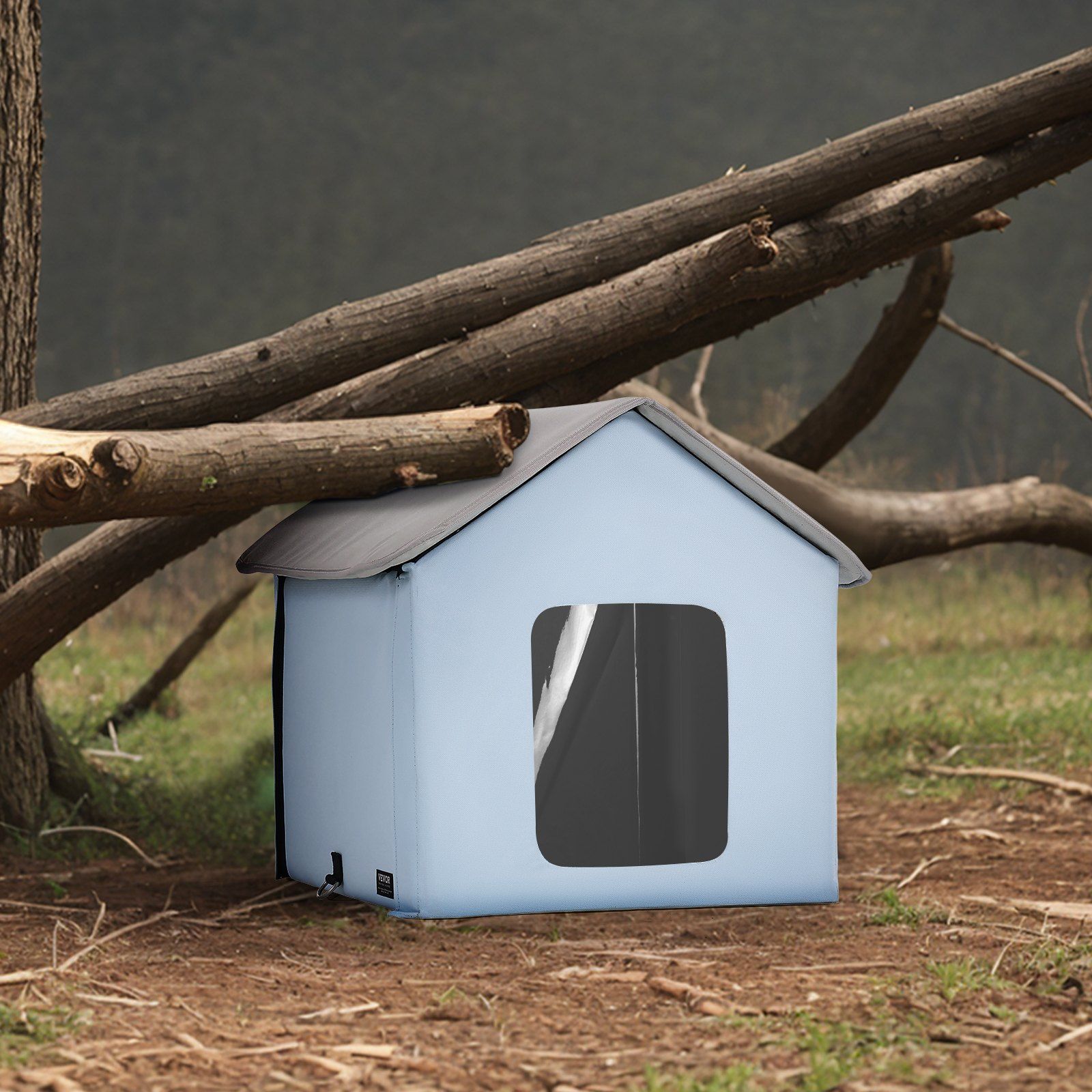 Heated Cat House, Outdoor Kitty Shelter with Timer, 600D Oxford Cloth Foldable Cat Shelter with Heated Pad  for Winter to Stay Warm and Cozy, Blue (Small) - Image 8