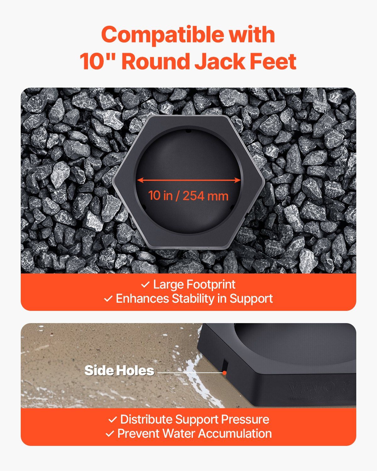 RV Leveling Pads, 4-Pack Rubber Trailer Jack Pads, Each with 5000 lbs Capacity, Jack Stabilizer Padding with Large Surface Area, Ideal for 10