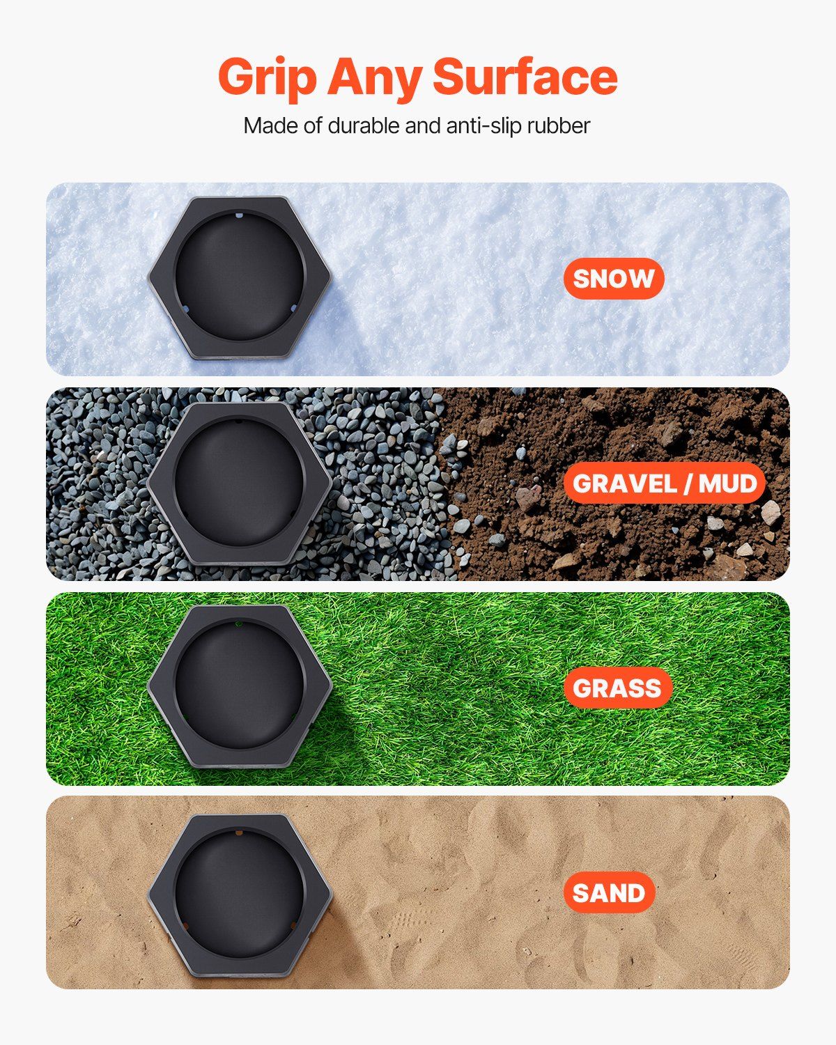 RV Leveling Pads, 4-Pack Rubber Trailer Jack Pads, Each with 5000 lbs Capacity, Jack Stabilizer Padding with Large Surface Area, Ideal for 10