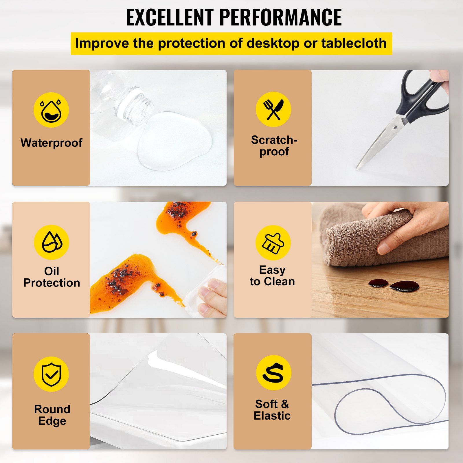 Plastic Table Cover 101.6 x 182.8 cm, 1.5 mm Thick Clear Table Protector, Rectangle Clear Desk Mat, Waterproof & Easy Cleaning for Office Dresser Night Stand - Image 4
