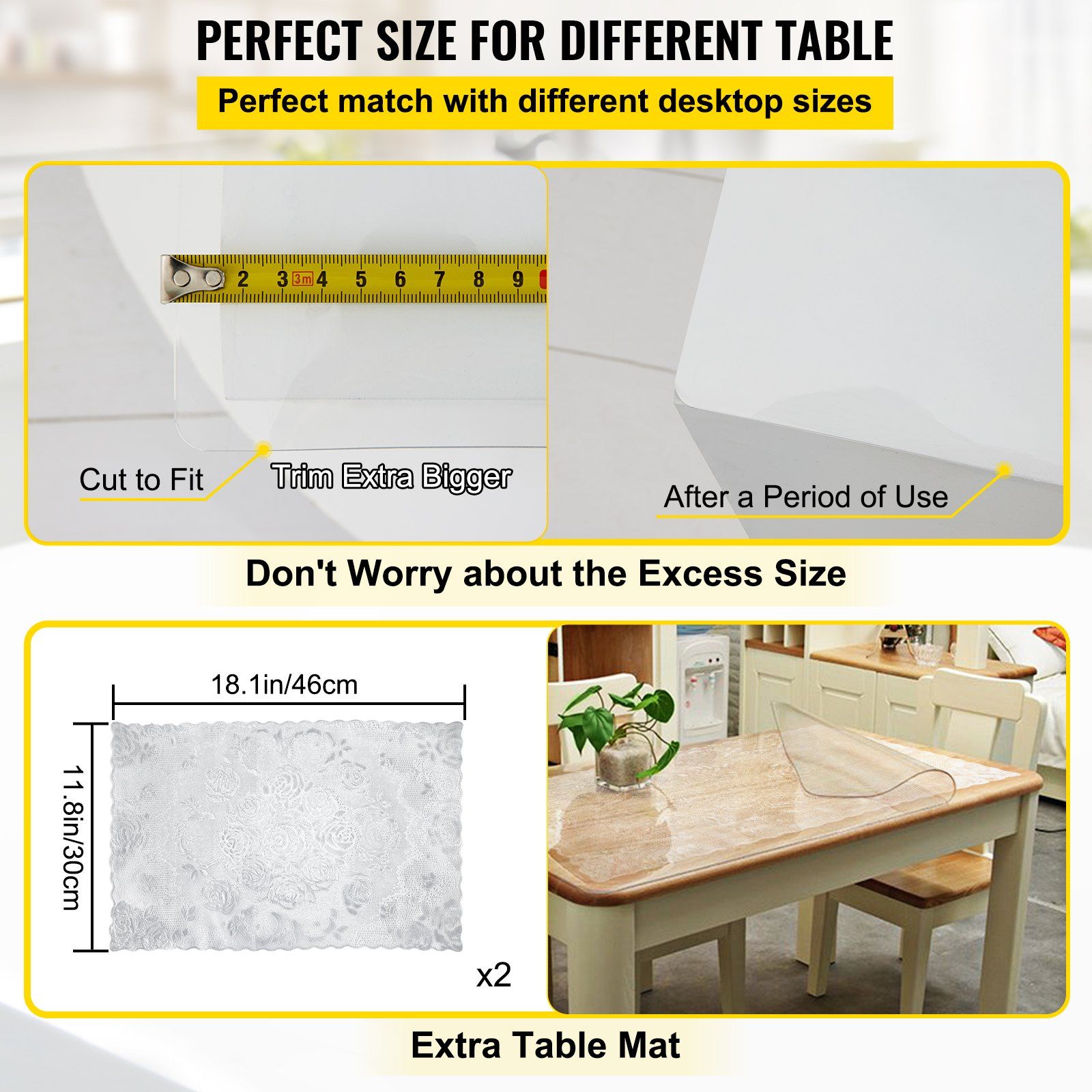 Plastic Table Cover 101.6 x 182.8 cm, 1.5 mm Thick Clear Table Protector, Rectangle Clear Desk Mat, Waterproof & Easy Cleaning for Office Dresser Night Stand - Image 5