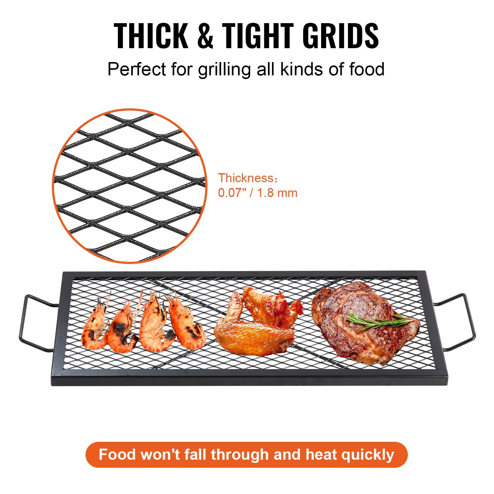 X-Marks Fire Pit Grill Grate, Rectangle Cooking Grate, Heavy Duty Steel Campfire BBQ Grill Grid with Handle & Support X Wire, Portable Camping Cookware for Outside Party Gathering, 81 cm Black - Image 4