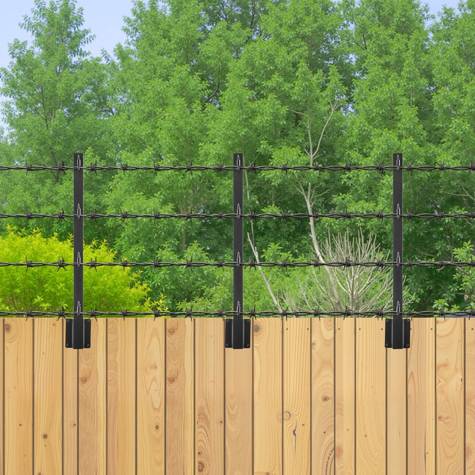 Fence Post Extender, 8 Packs 605 mm Barbed Wire Arm, Sturdy Steel Fence Height Extender, Flat or Surface Mounted Barbed Wire Extension Arms, Protect Privacy and Prevent Pets Jumping Off - Image 8