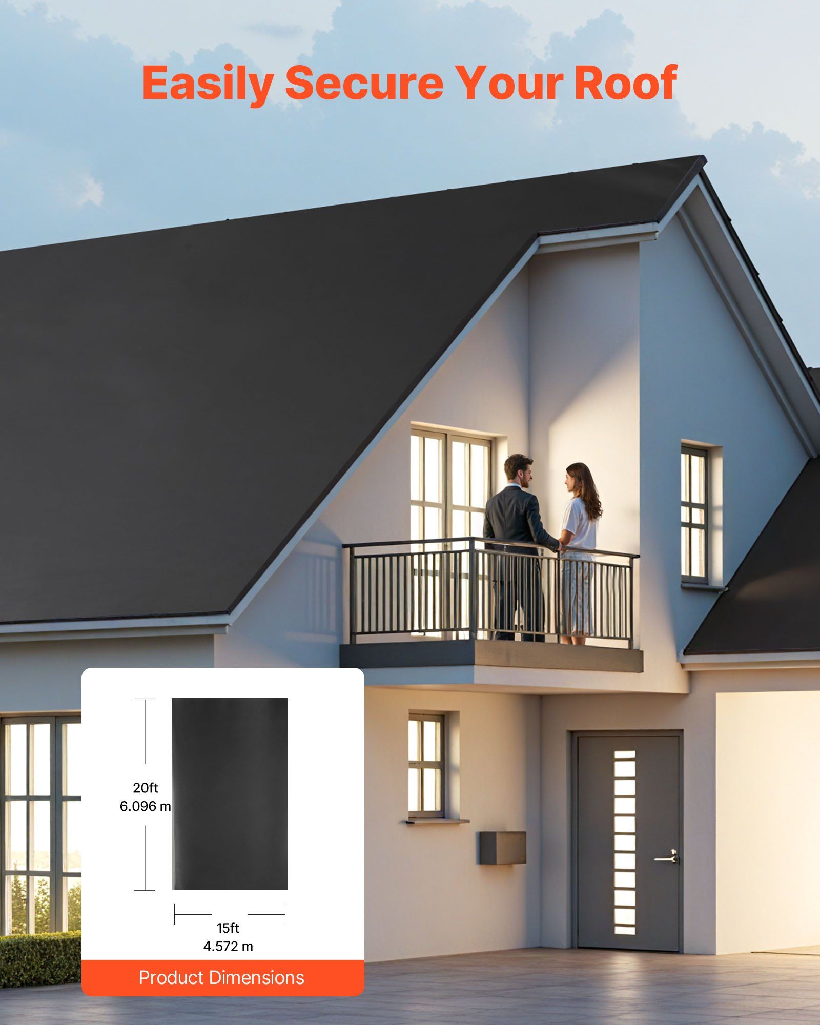 Roll Roofing, 4.57 x 6 m, 45 mil EPDM Rubber Roofing, Long Lifespan & Weather-resistant, Withstands Harsh Temperatures, Flexible & Easy Installation, Roof Underlayment for RVs, Roofs, Ponds - Image 3