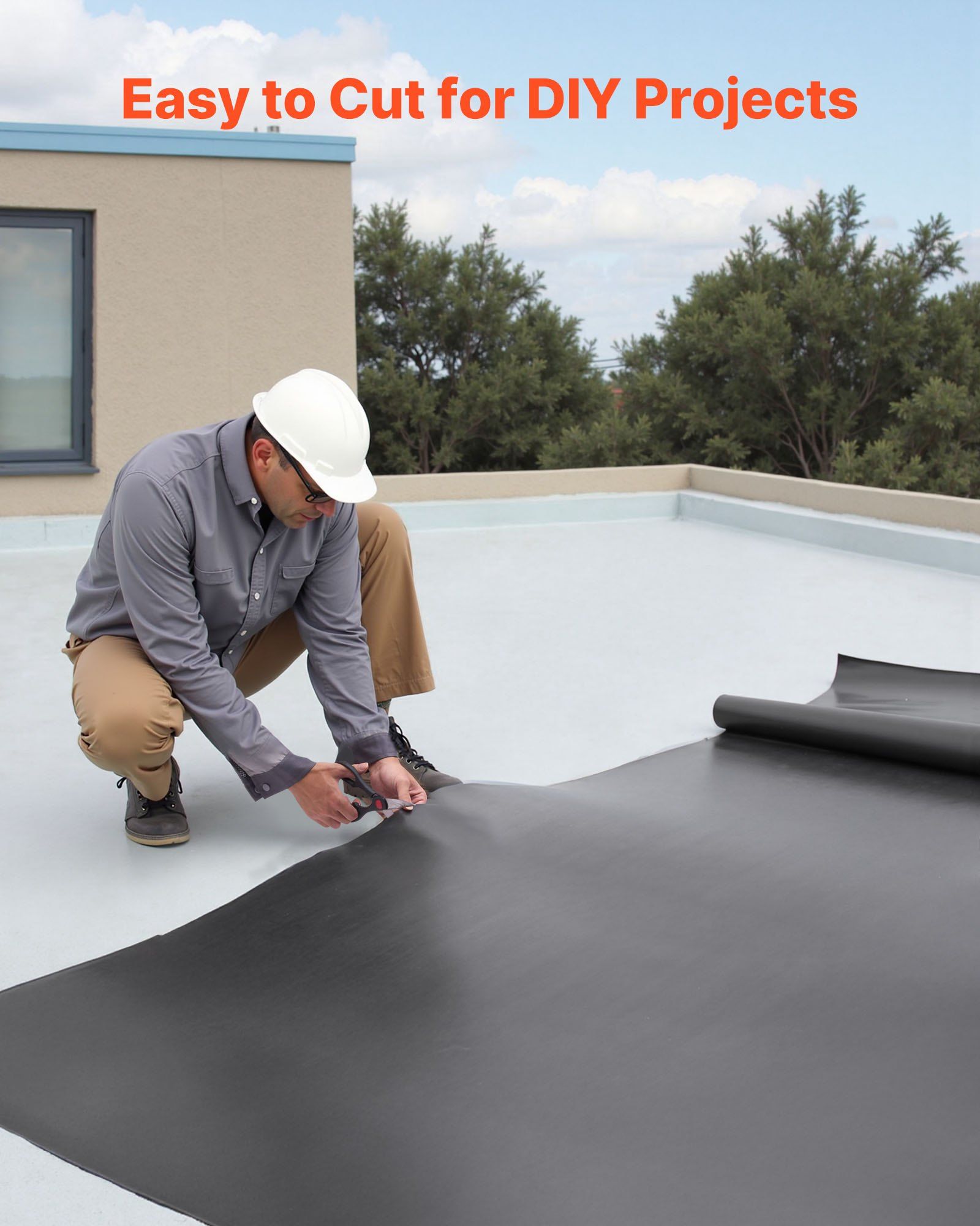 Roll Roofing, 4.57 x 6 m, 45 mil EPDM Rubber Roofing, Long Lifespan & Weather-resistant, Withstands Harsh Temperatures, Flexible & Easy Installation, Roof Underlayment for RVs, Roofs, Ponds - Image 5