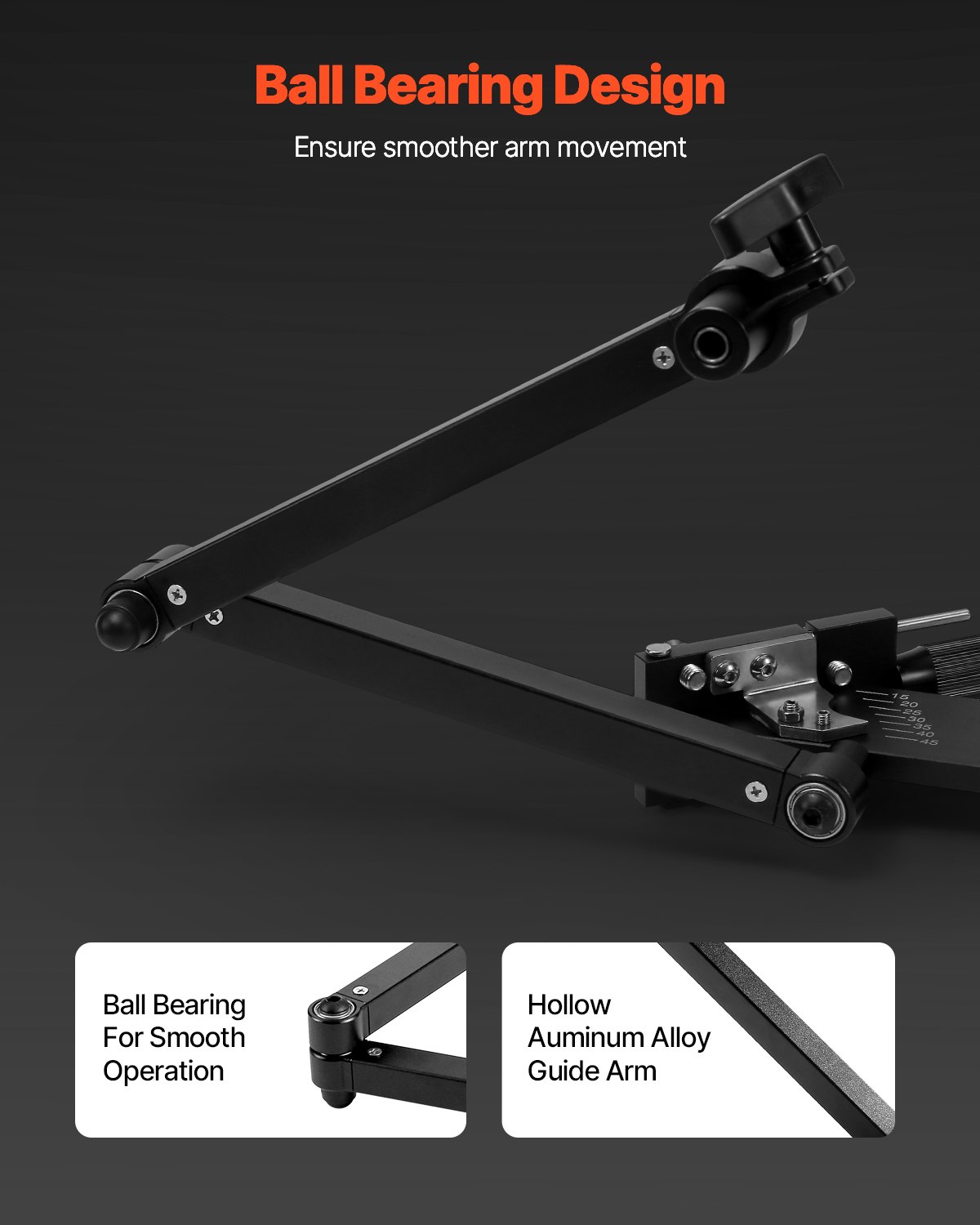 Lawn Mower Blade Sharpener, 15° - 45° Adjustable Lawnmower Blade Sharpening Tool with 4 Adapter Pins, Ball Bearing Design & 25mm Enlarged Handle, Compatible with Most Angle Grinders - Image 3