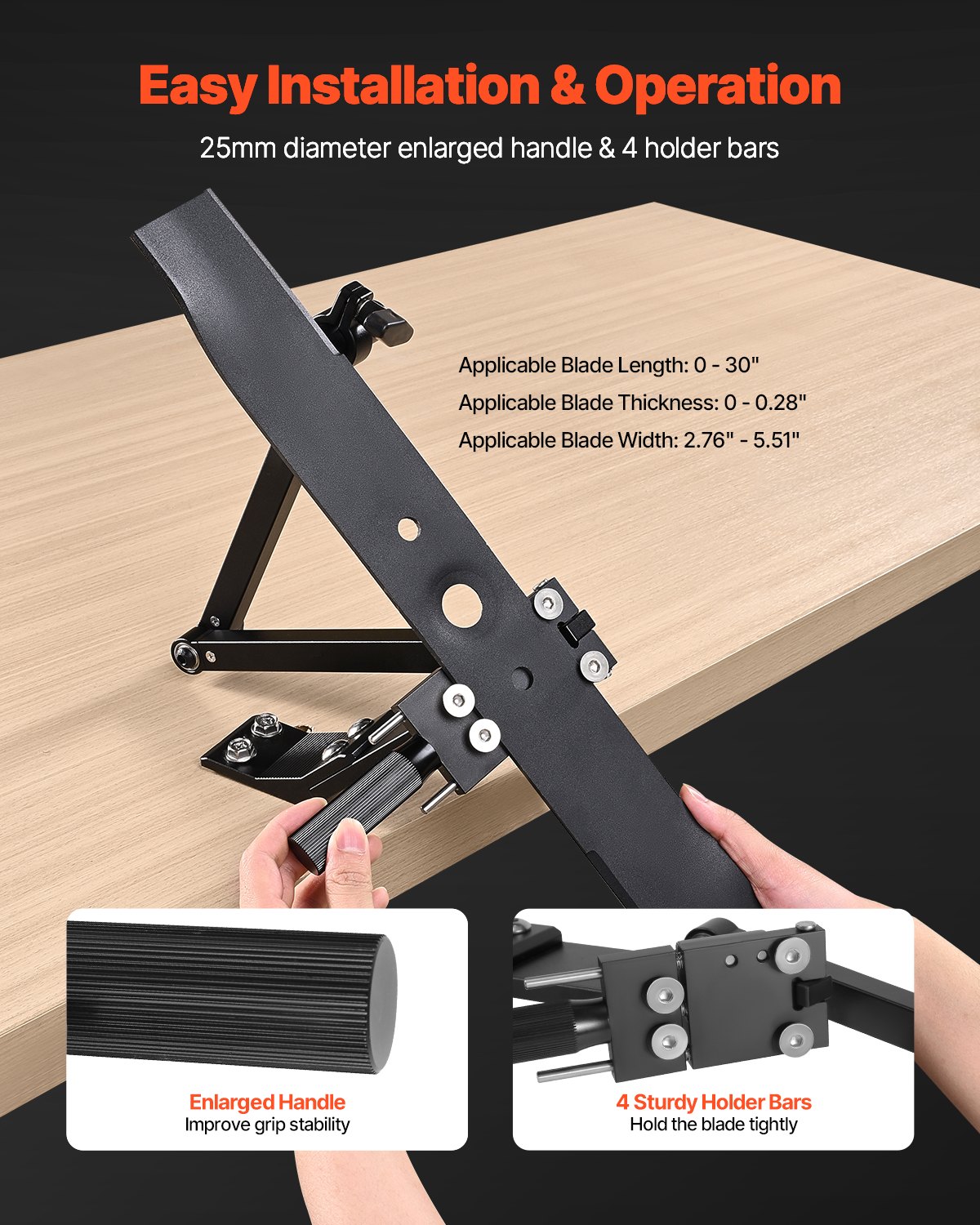 Lawn Mower Blade Sharpener, 15° - 45° Adjustable Lawnmower Blade Sharpening Tool with 4 Adapter Pins, Ball Bearing Design & 25mm Enlarged Handle, Compatible with Most Angle Grinders - Image 5