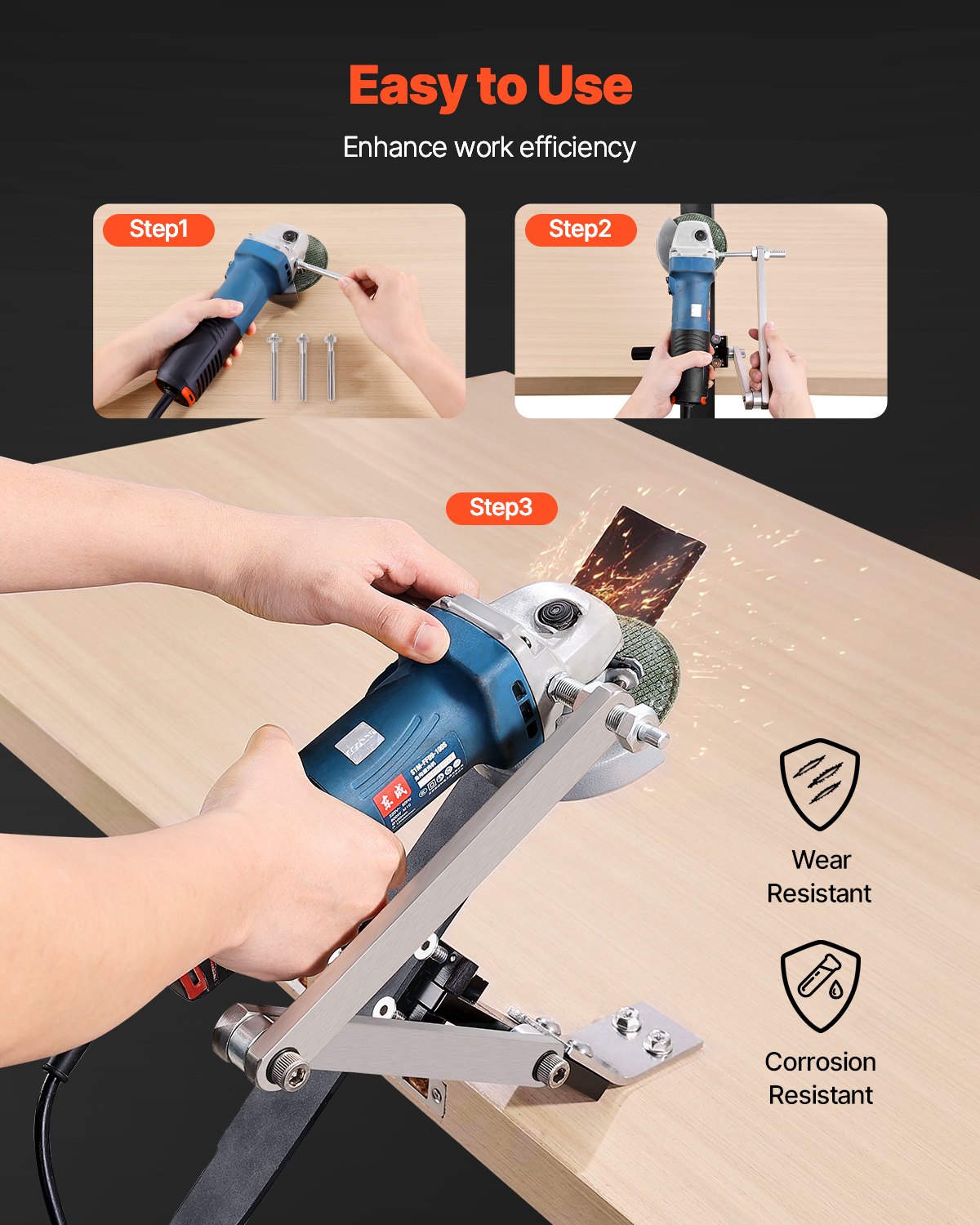 Lawn Mower Blade Sharpener and Balancer, 15° - 45° Adjustable Lawnmower Blade Sharpening Tool with 4 Adapter Pins, Ball Bearings & 25mm Enlarged Handle, Compatible with Most Angle Grinders - Image 2