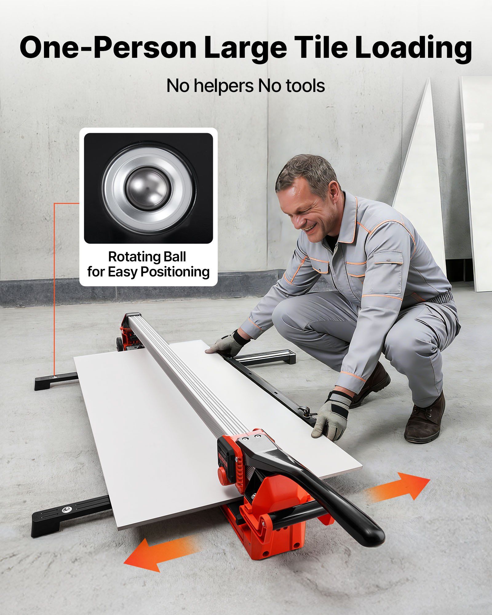 1200 mm Manual Tile Cutter, Upgraded Rail and Sliding Head, Precision Alignment Guide, Tungsten Carbide Cutting Wheel, Support Legs with Swivel Wheels, for DIY Pros, Ceramic, Floor & Wall Tiles - Image 3