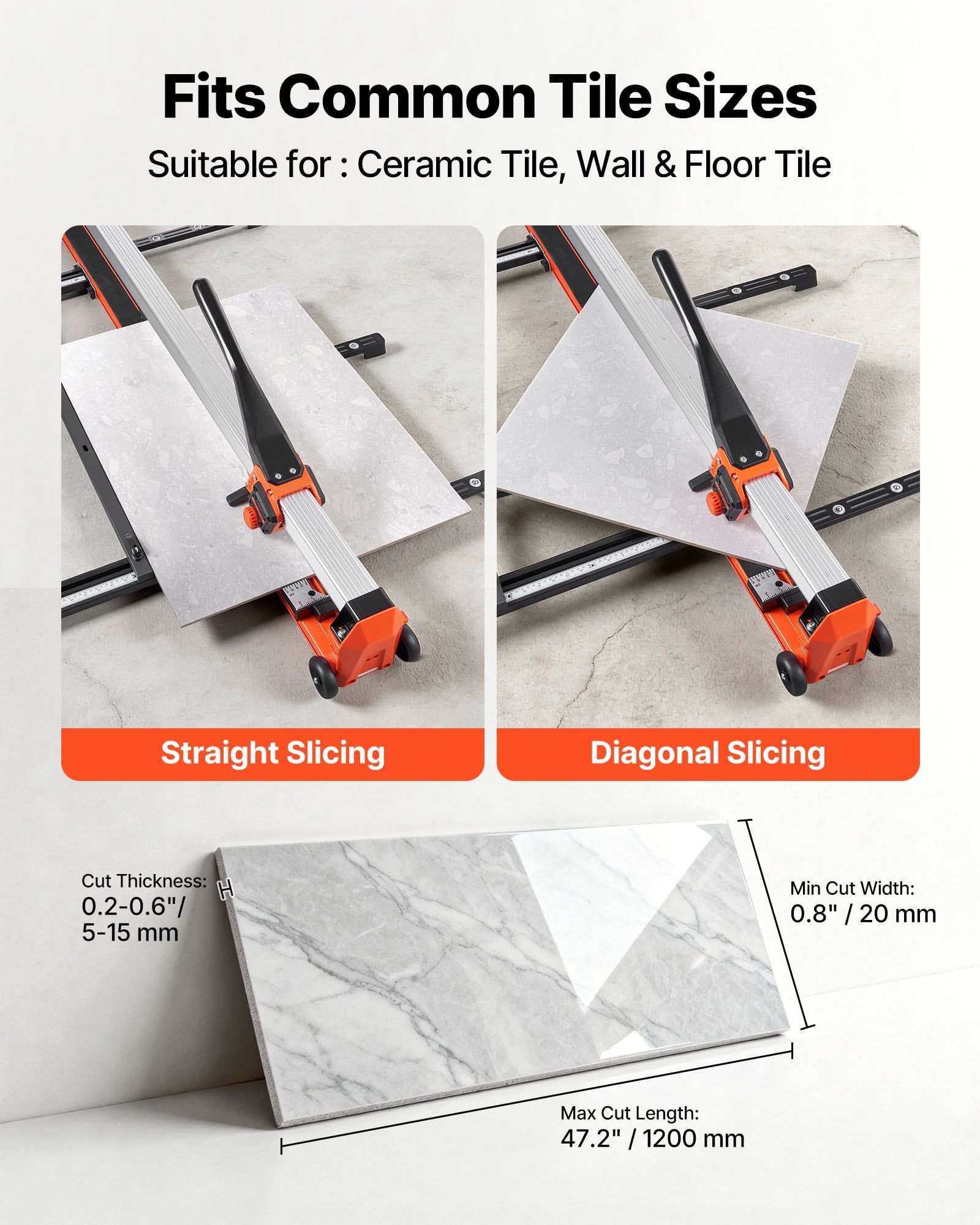 1200 mm Manual Tile Cutter, Upgraded Rail and Sliding Head, Precision Alignment Guide, Tungsten Carbide Cutting Wheel, Support Legs with Swivel Wheels, for DIY Pros, Ceramic, Floor & Wall Tiles - Image 5