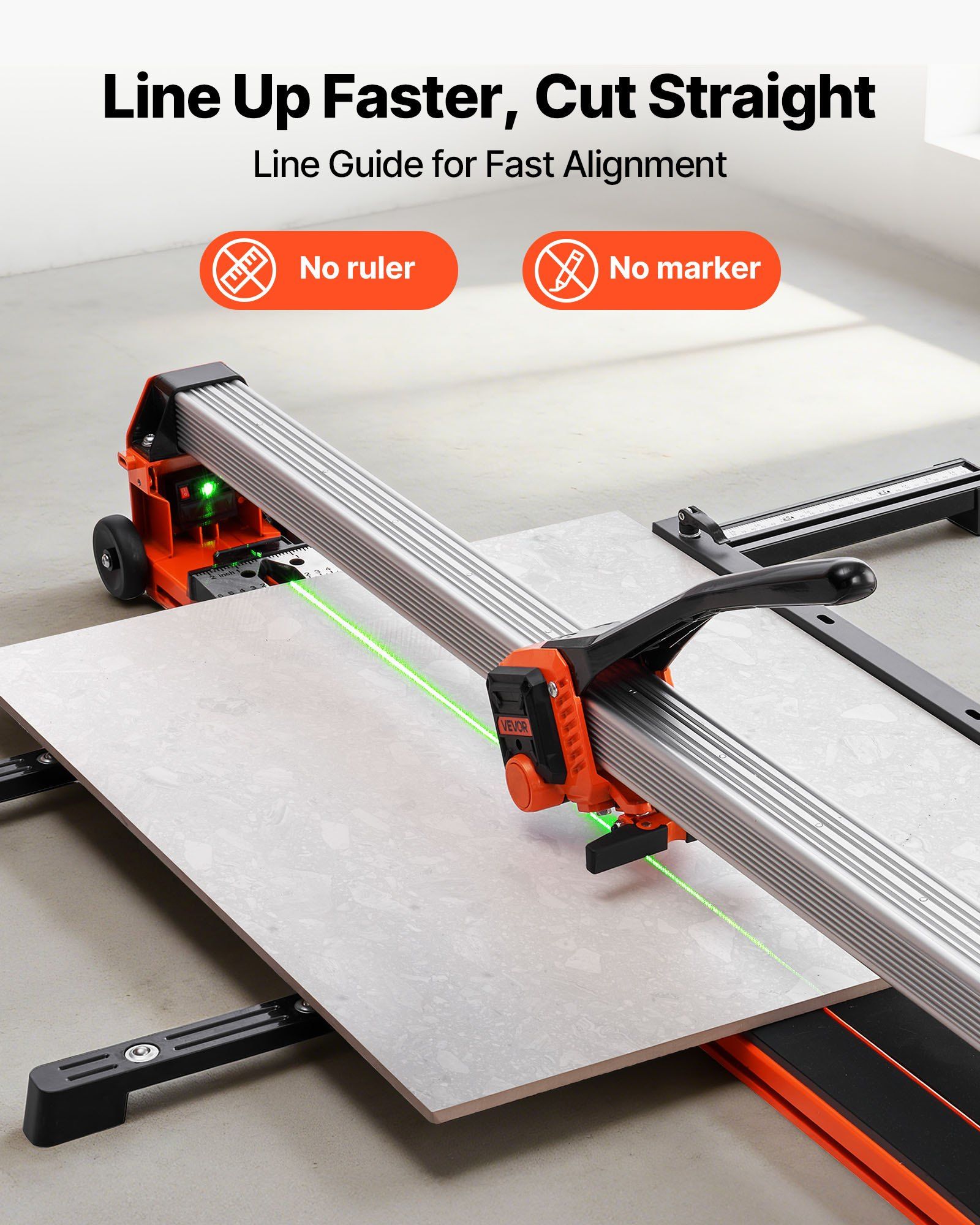 1200 mm Manual Tile Cutter, Upgraded Rail and Sliding Head, Precision Alignment Guide, Tungsten Carbide Cutting Wheel, Support Legs with Swivel Wheels, for DIY Pros, Ceramic, Floor & Wall Tiles - Image 6