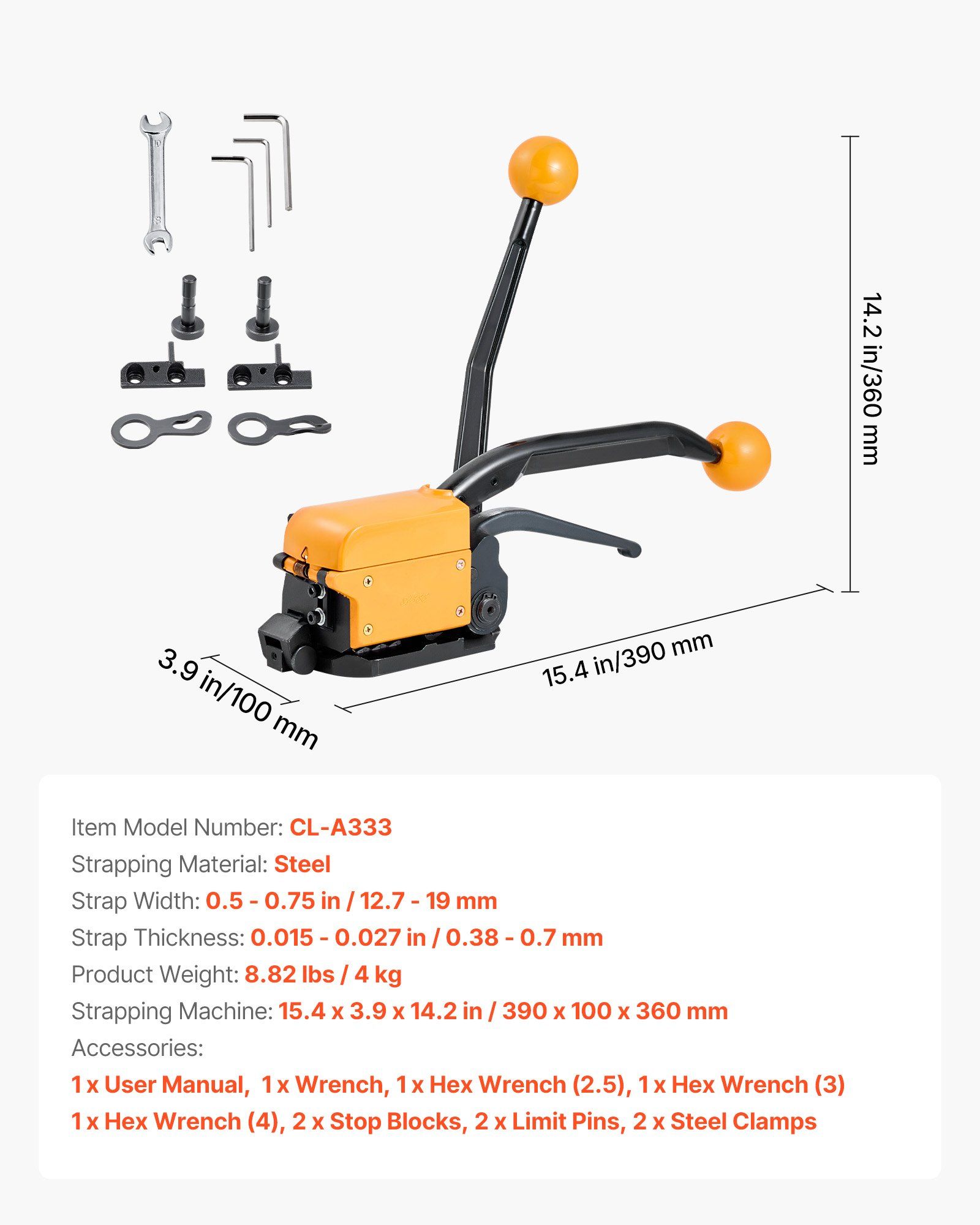 Banding Strapping Kit, Heavy Duty A3 Steel Banding Sealer Tool with Adjustable Width, Manual Metal Pallet Packaging Strapping Kit for Warehouse, Transportation, Industrial Bundling, Home Use - Image 7