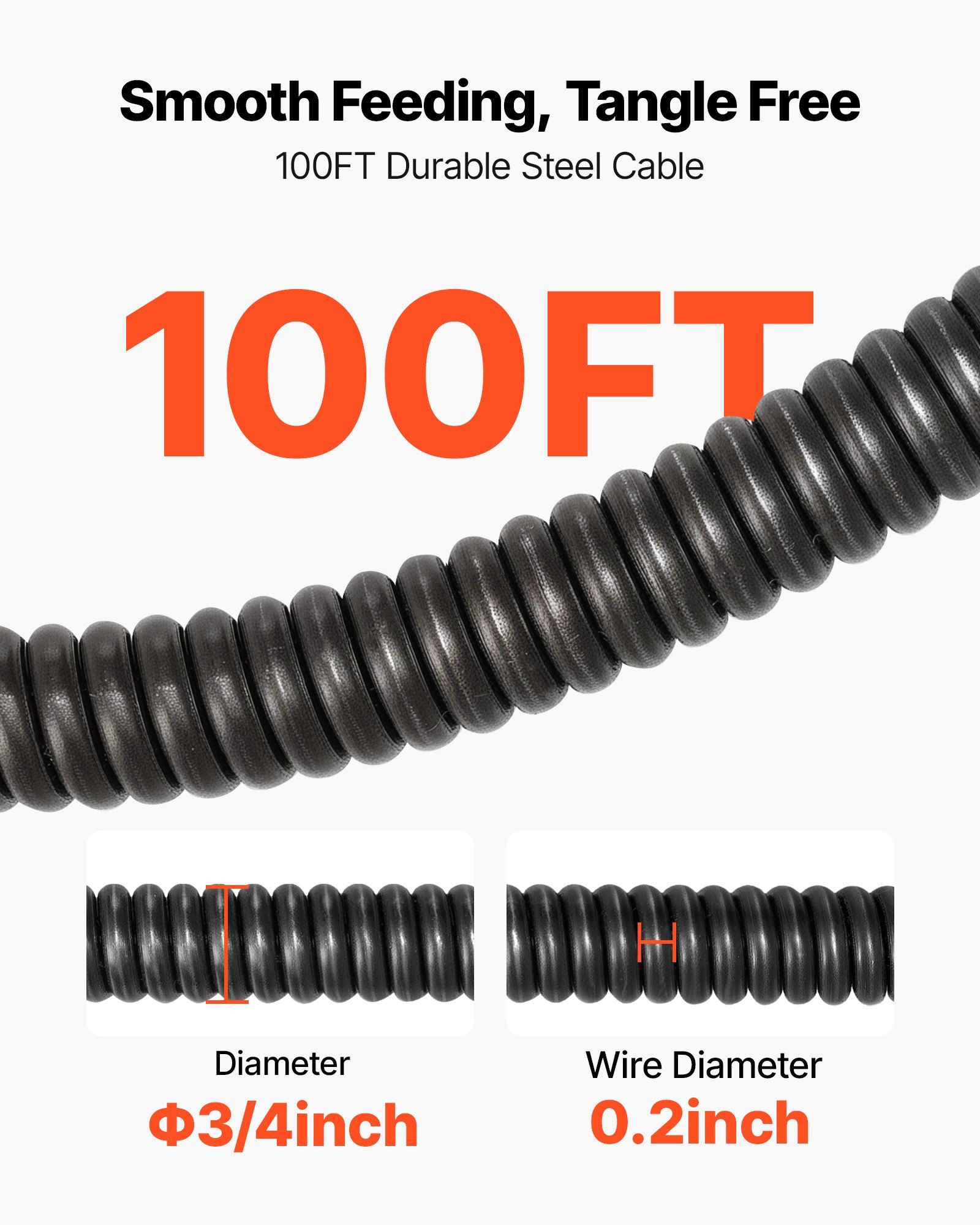 Drain Cleaner Machine 30m x 19mm, Auto Feed Sewer Snake Auger, Portable Drain Cleaning Machine with Multi-Wheel Combination, 6 Cutters & Air-Activated Foot Switch for 100mm to 200mm Pipes - Image 4