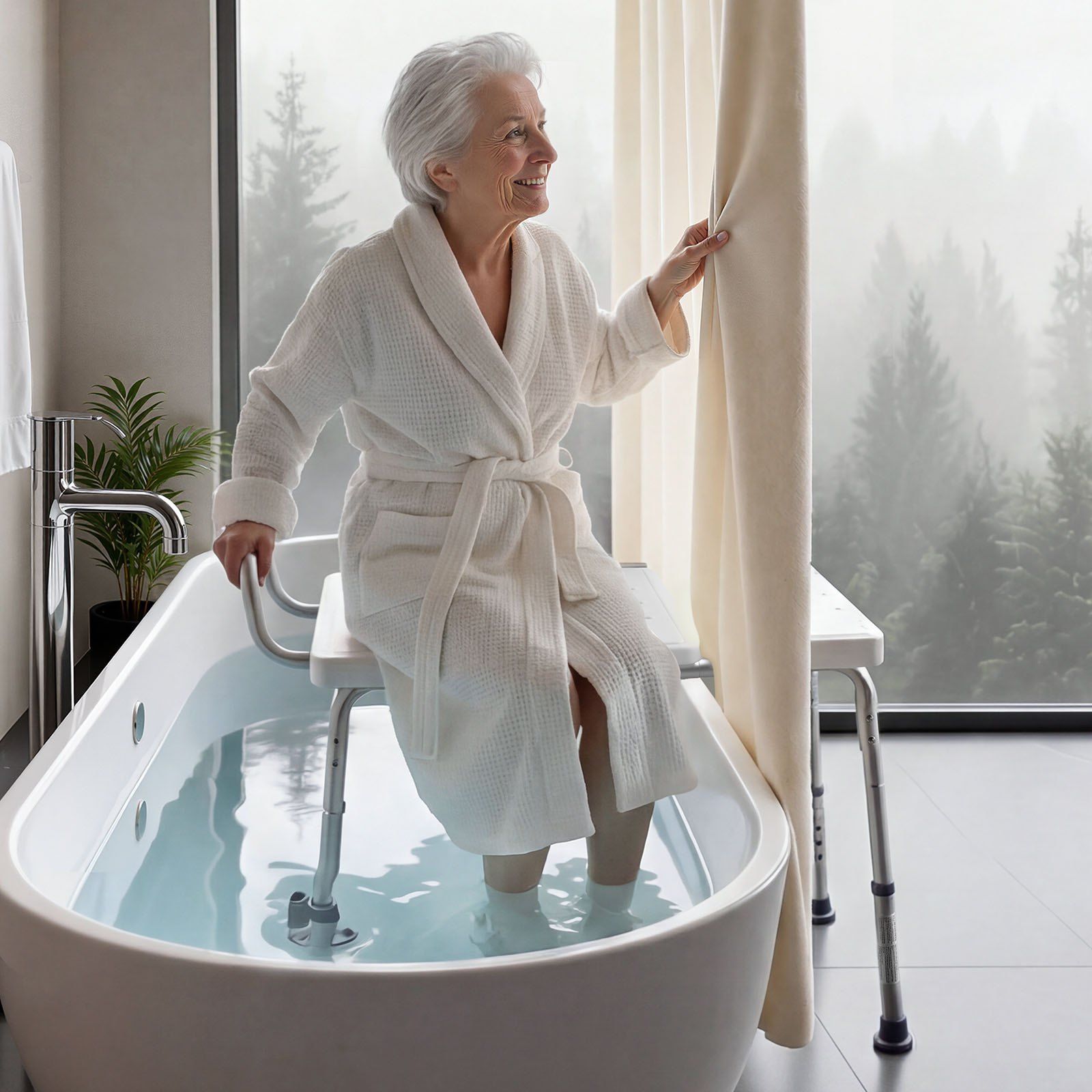 Tub Transfer Bench for Bathtub, 180 kg Capacity Heavy Duty Shower Chair with Arm, Backrest and Curtain Slot, Height Adjustable Shower Bench Bath Seat for Adults, Seniors, Elderly and Disabled - Image 8