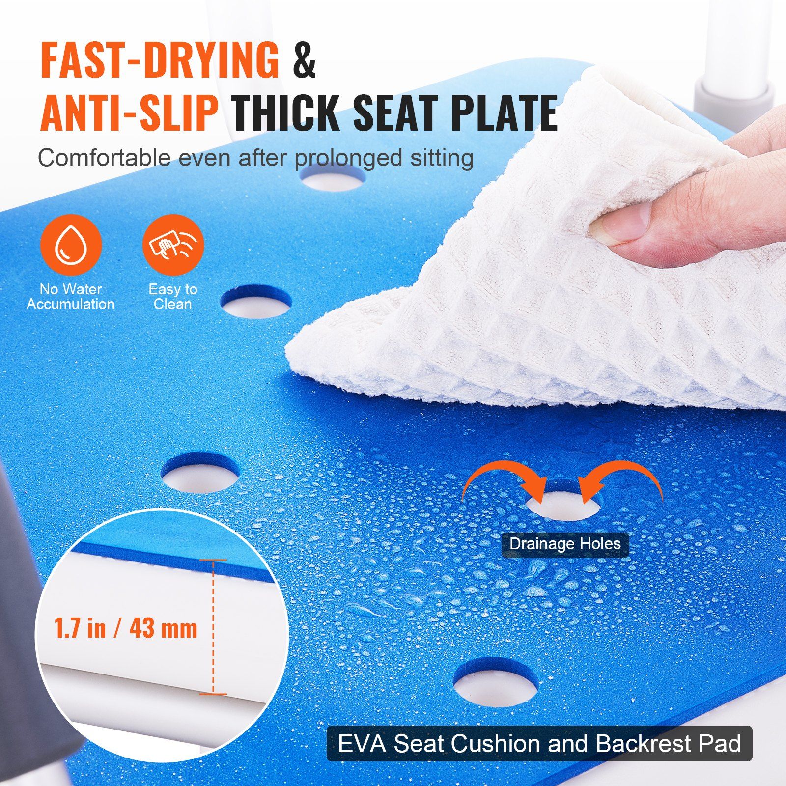 Swivel Shower Chair 360 Degree, Adjustable Shower Seat with Pivoting Arms for Inside Showers or Tubs, Non-Slip Rotating Bathtub Shower Chair for Elderly Disabled Injured, 400LBS Capacity - Image 5