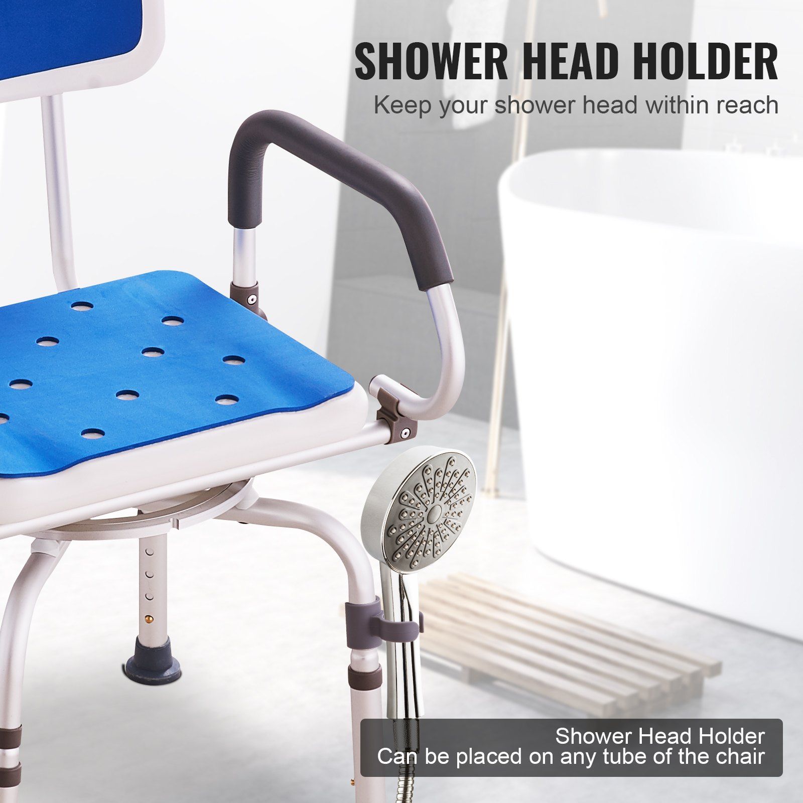 Swivel Shower Chair 360 Degree, Adjustable Shower Seat with Pivoting Arms for Inside Showers or Tubs, Non-Slip Rotating Bathtub Shower Chair for Elderly Disabled Injured, 400LBS Capacity - Image 6