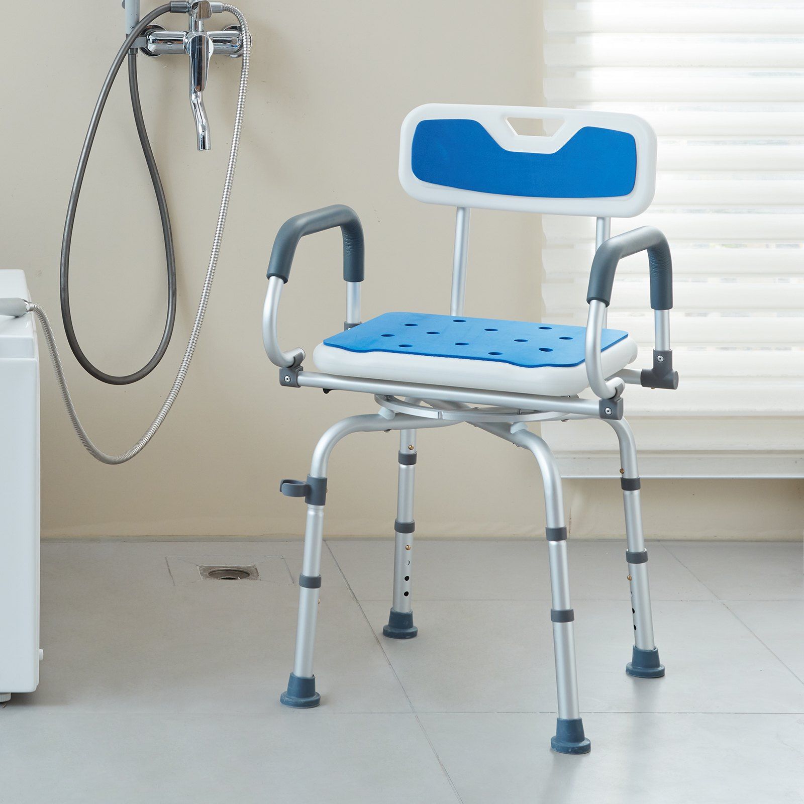 Swivel Shower Chair 360 Degree, Adjustable Shower Seat with Pivoting Arms for Inside Showers or Tubs, Non-Slip Rotating Bathtub Shower Chair for Elderly Disabled Injured, 400LBS Capacity - Image 8