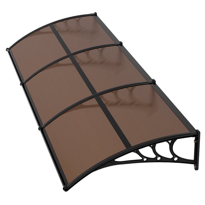 Awnings for Door Entrance, 965 x 2957 mm, Exterior Front Door Window Awnings with Drainage & ABS Bracket, Rain Snow Sun Protection, Overhang Polycarbonate Door Canopy for Porch Patio, Brown - Image 1