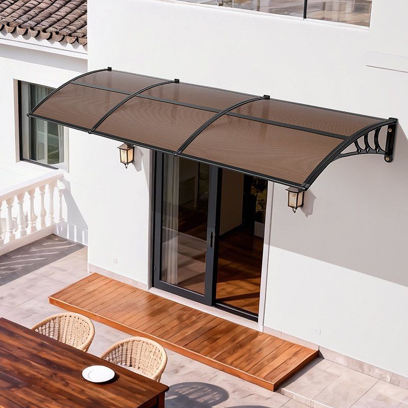 Awnings for Door Entrance, 965 x 2957 mm, Exterior Front Door Window Awnings with Drainage & ABS Bracket, Rain Snow Sun Protection, Overhang Polycarbonate Door Canopy for Porch Patio, Brown - Image 8