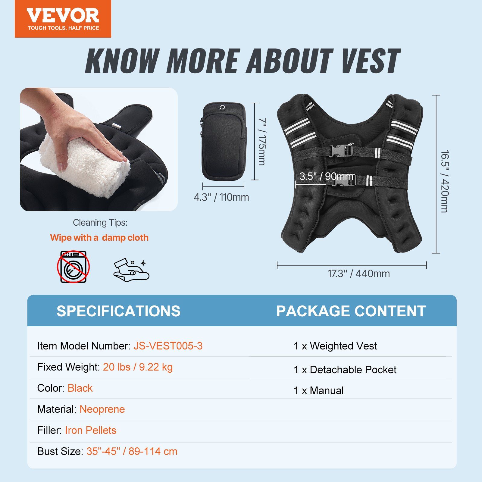 Weighted Vest, 20 lbs Weight Vest with Reflective Stripe, Adjustable Buckle Body Weight Vest for Men Women, Workout Equipment for Strength Training, Running, Jogging, Fitness, and Weight Loss - Image 7