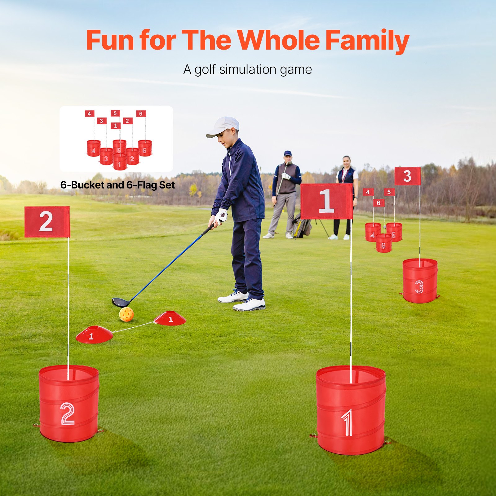 Backyard Golf Game, 6 Hole Golf Course, Golf Game Practice Games, Golf Chipping Game for Family, Adults and Kids, Portable Outdoor Yard Golf Game for Lawn, Yard, Camping, Park, Beach - Image 2