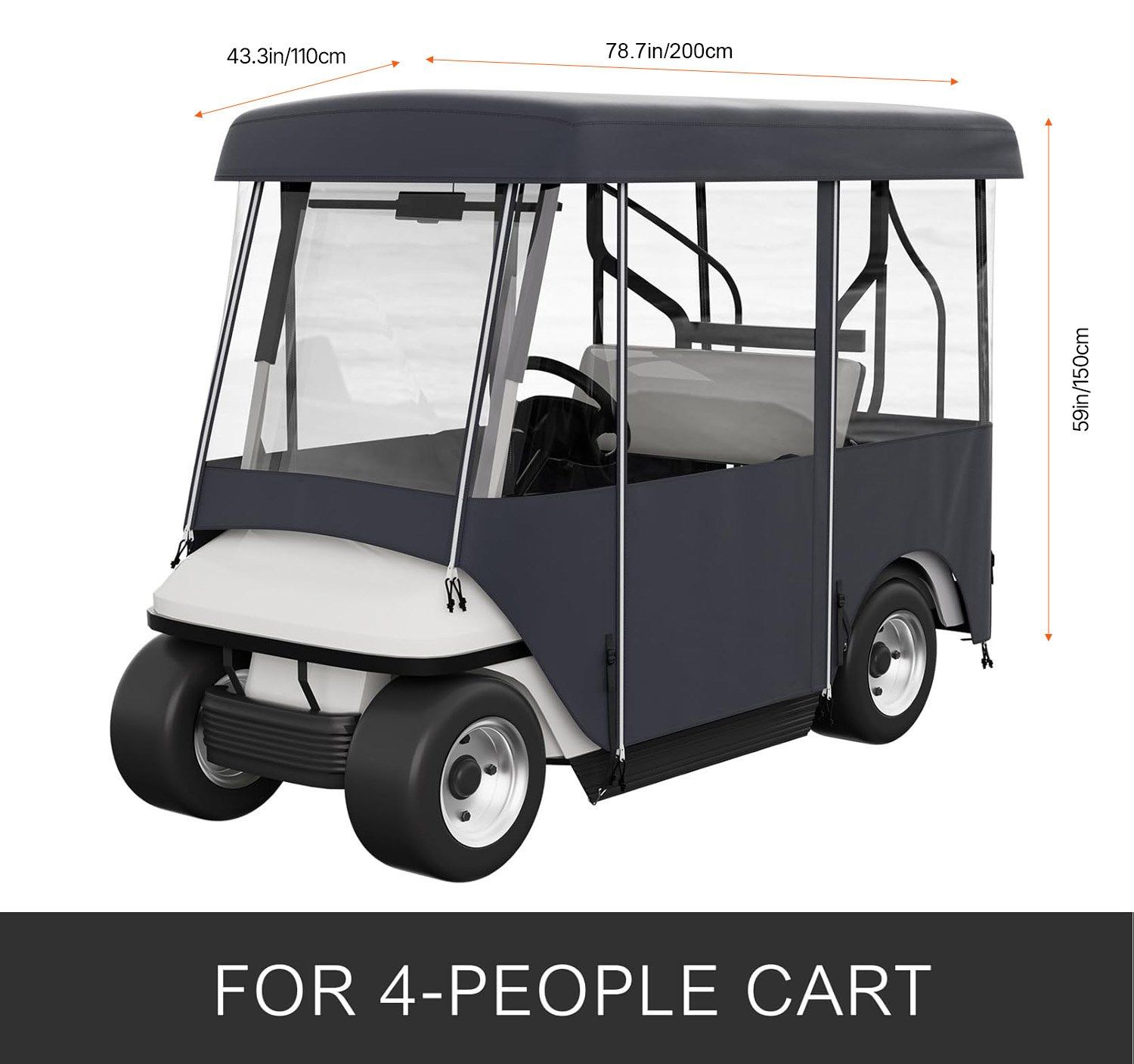 Golf Cart Enclosure, Polyester Driving Enclosure, Club Car Covers Universal Fits for 2+2 Passenger Golf Carts, Sunproof and Dustproof Outdoor Cart Cover - Image 2