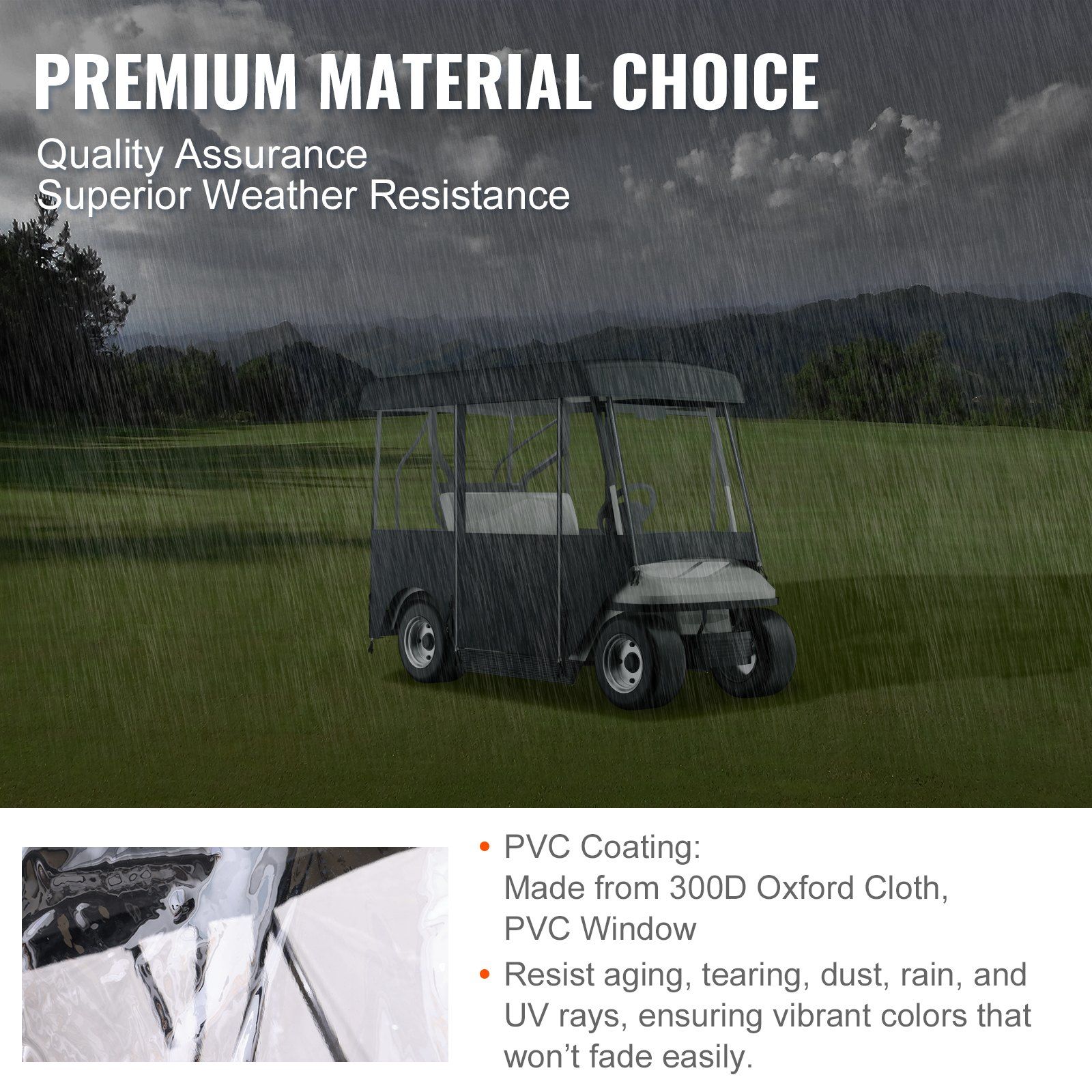 Golf Cart Enclosure, Polyester Driving Enclosure, Club Car Covers Universal Fits for 2+2 Passenger Golf Carts, Sunproof and Dustproof Outdoor Cart Cover - Image 3