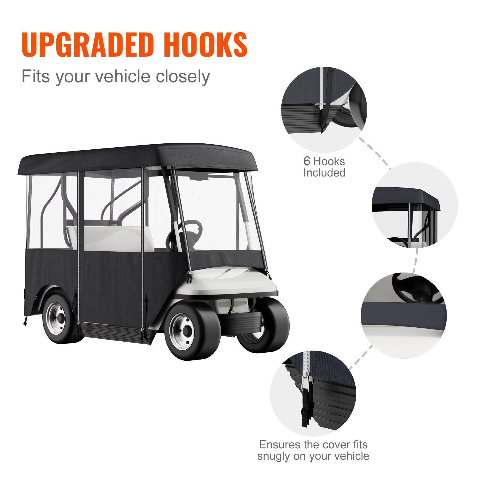 Golf Cart Enclosure, Polyester Driving Enclosure, Club Car Covers Universal Fits for 2+2 Passenger Golf Carts, Sunproof and Dustproof Outdoor Cart Cover - Image 6