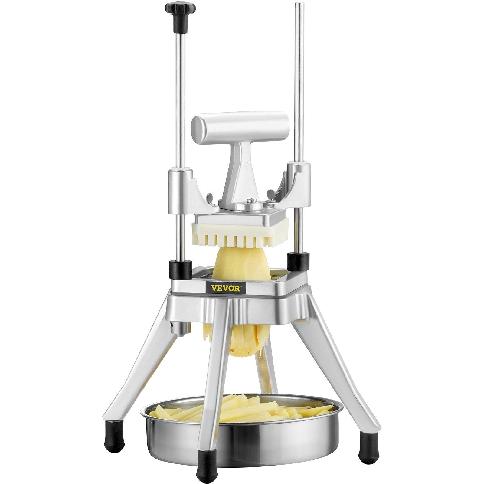 Commercial Vegetable Fruit Chopper, Stainless Steel French Fry Cutter with 4 Blades 1/4