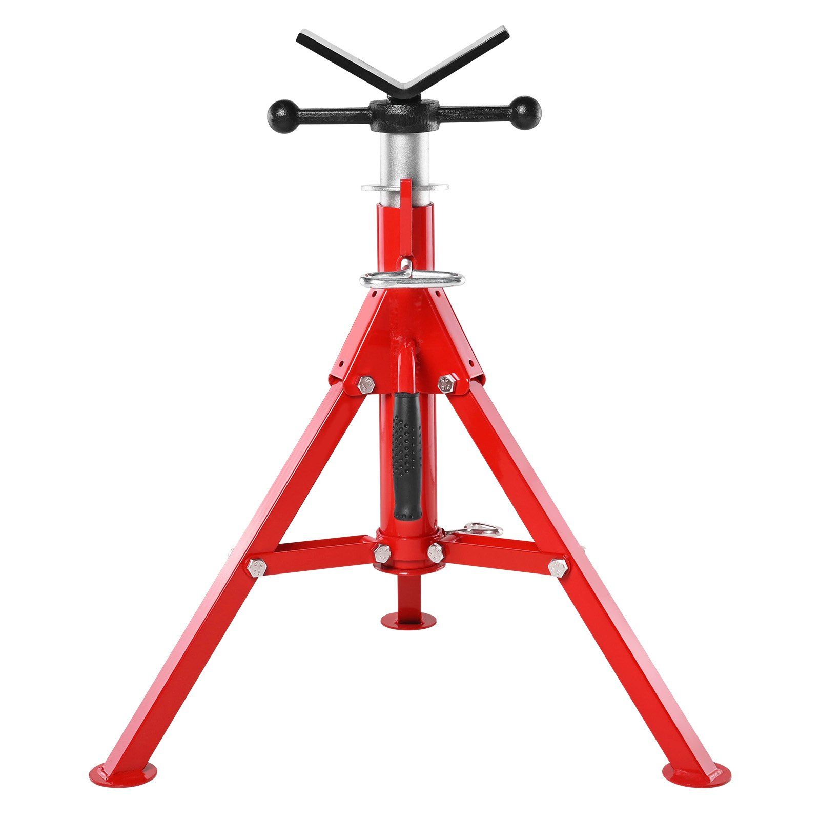 V Head Pipe Stand 0.32 - 30.48 cm Capacity, Adjustable Height 610mm-1067mm, Pipe Jack Stands 1134kg Load Capacity, Portable Folding Pipe Stands, Carbon Steel Body for Enhanced Durability - Image 1