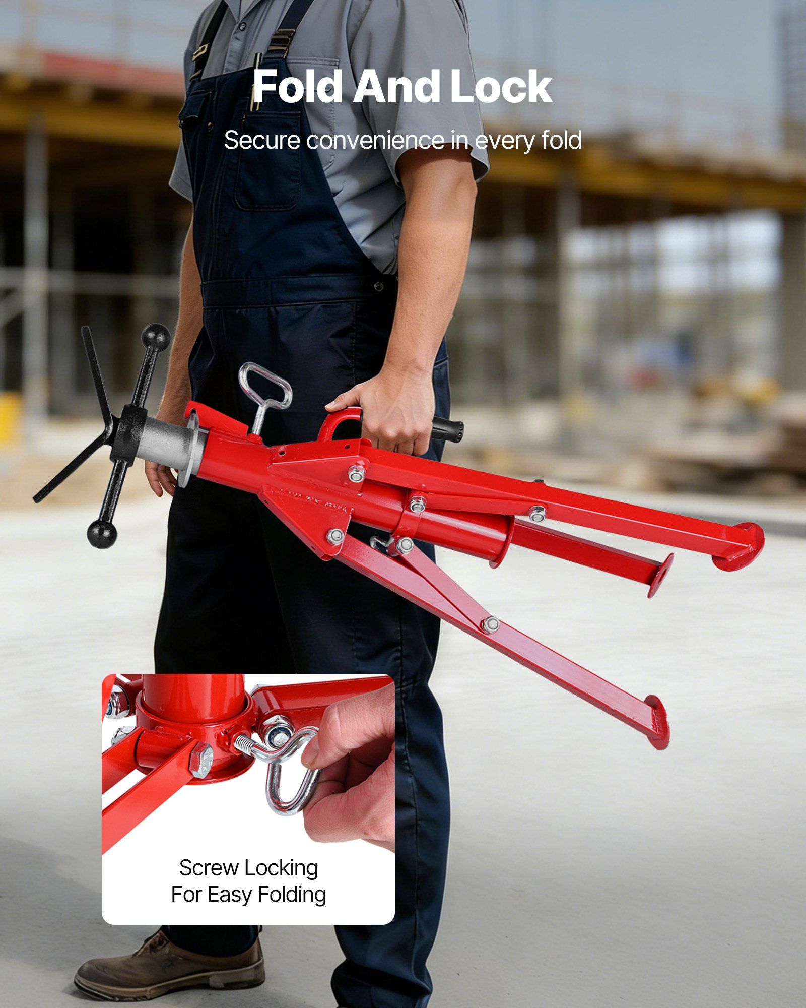V Head Pipe Stand 0.32 - 30.48 cm Capacity, Adjustable Height 610mm-1067mm, Pipe Jack Stands 1134kg Load Capacity, Portable Folding Pipe Stands, Carbon Steel Body for Enhanced Durability - Image 6