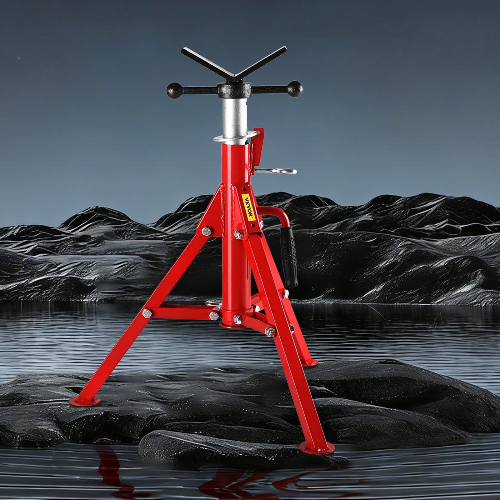 V Head Pipe Stand 0.32 - 30.48 cm Capacity, Adjustable Height 610mm-1067mm, Pipe Jack Stands 1134kg Load Capacity, Portable Folding Pipe Stands, Carbon Steel Body for Enhanced Durability - Image 8