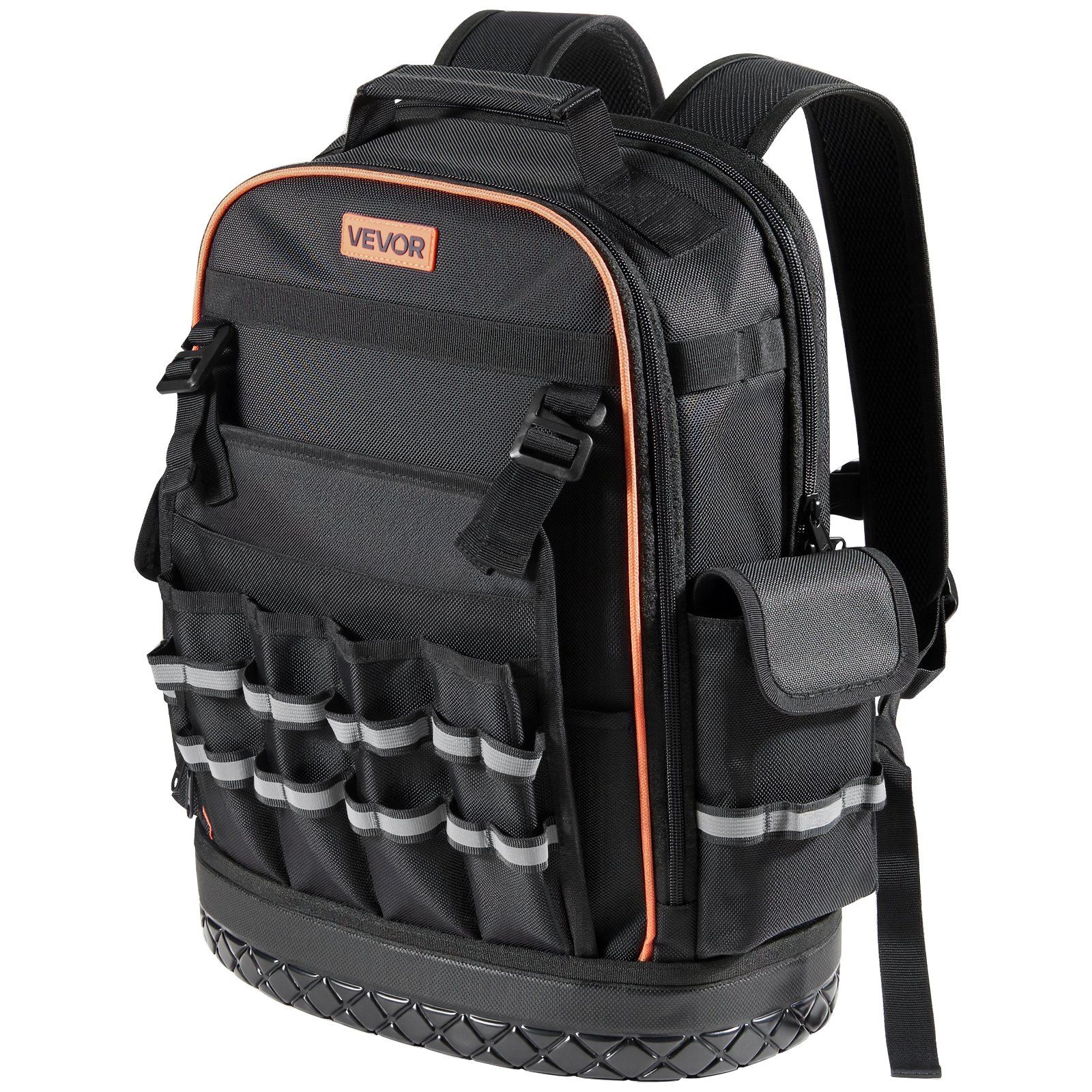 Tool Backpack, 64 Pockets, Heavy-duty Tools Storage Organizer Work Bags with Laptop Compartment & Molded Base, Electrician Jobsite Backpack for Electrician, Repairman, and HVAC Techs - Image 1